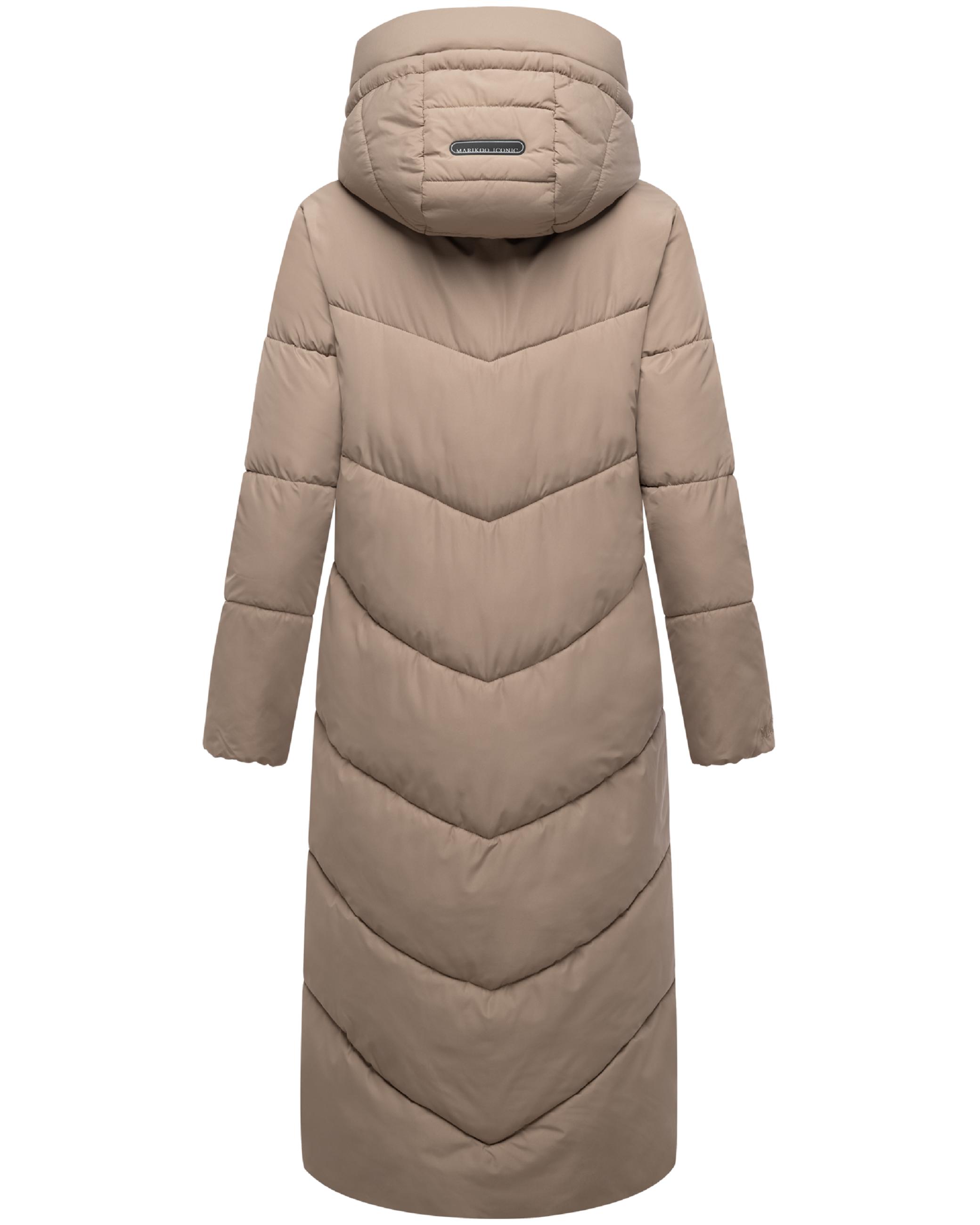 Extralanger Winter Steppmantel mit Kapuze "Ranjaa XVI" Taupe Grey