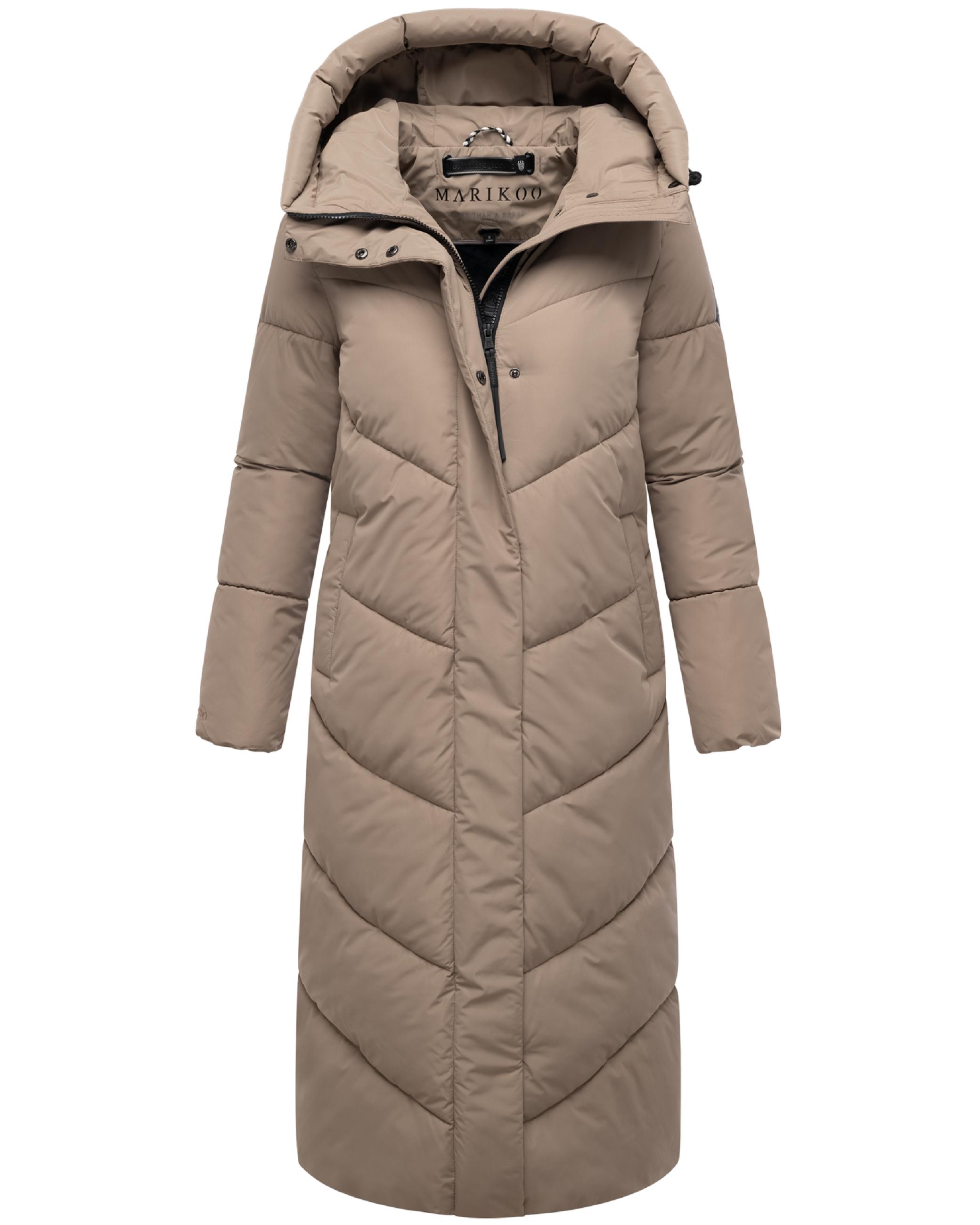 Extralanger Winter Steppmantel mit Kapuze "Ranjaa XVI" Taupe Grey