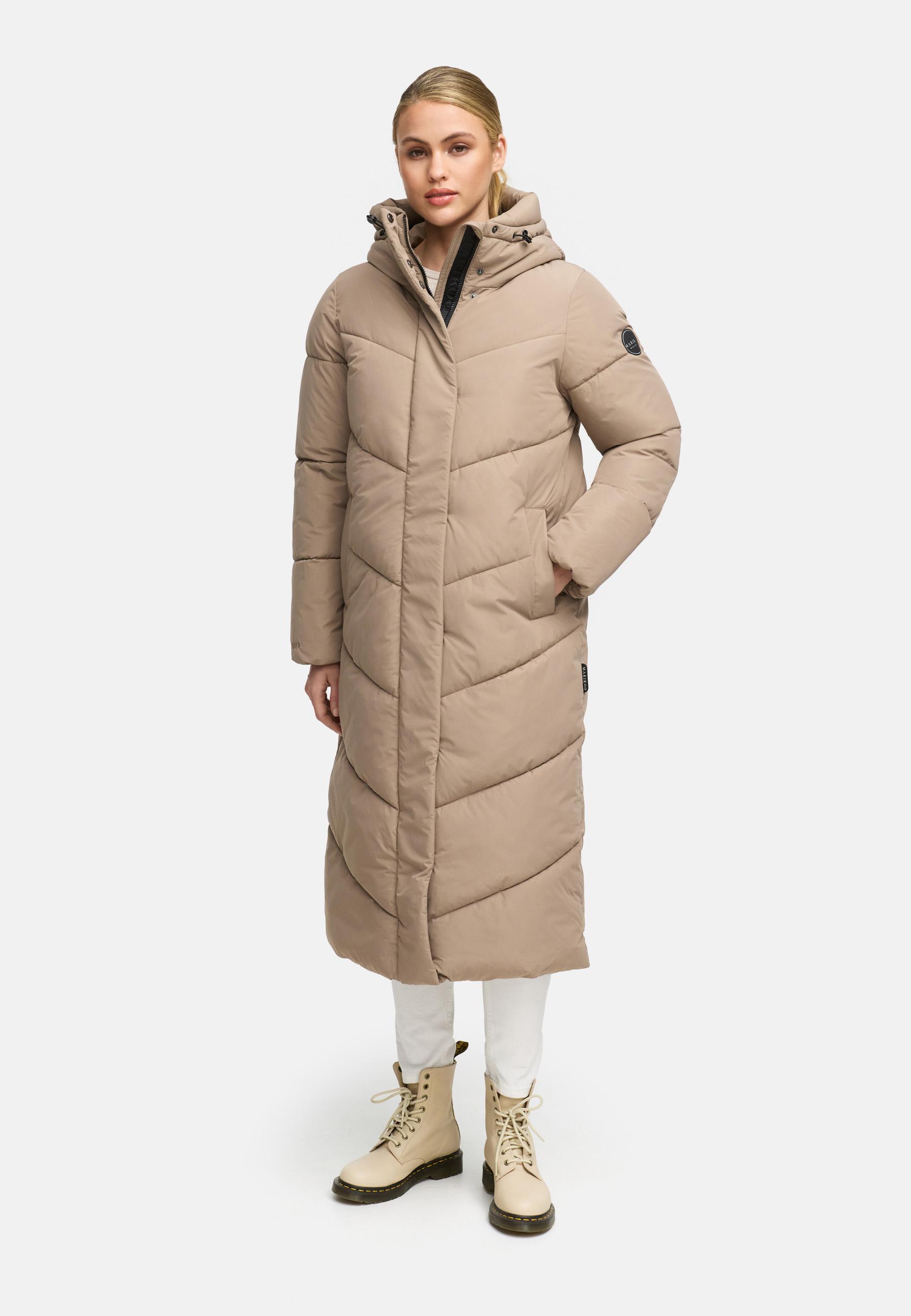 Extralanger Winter Steppmantel mit Kapuze "Ranjaa XVI" Taupe Grey