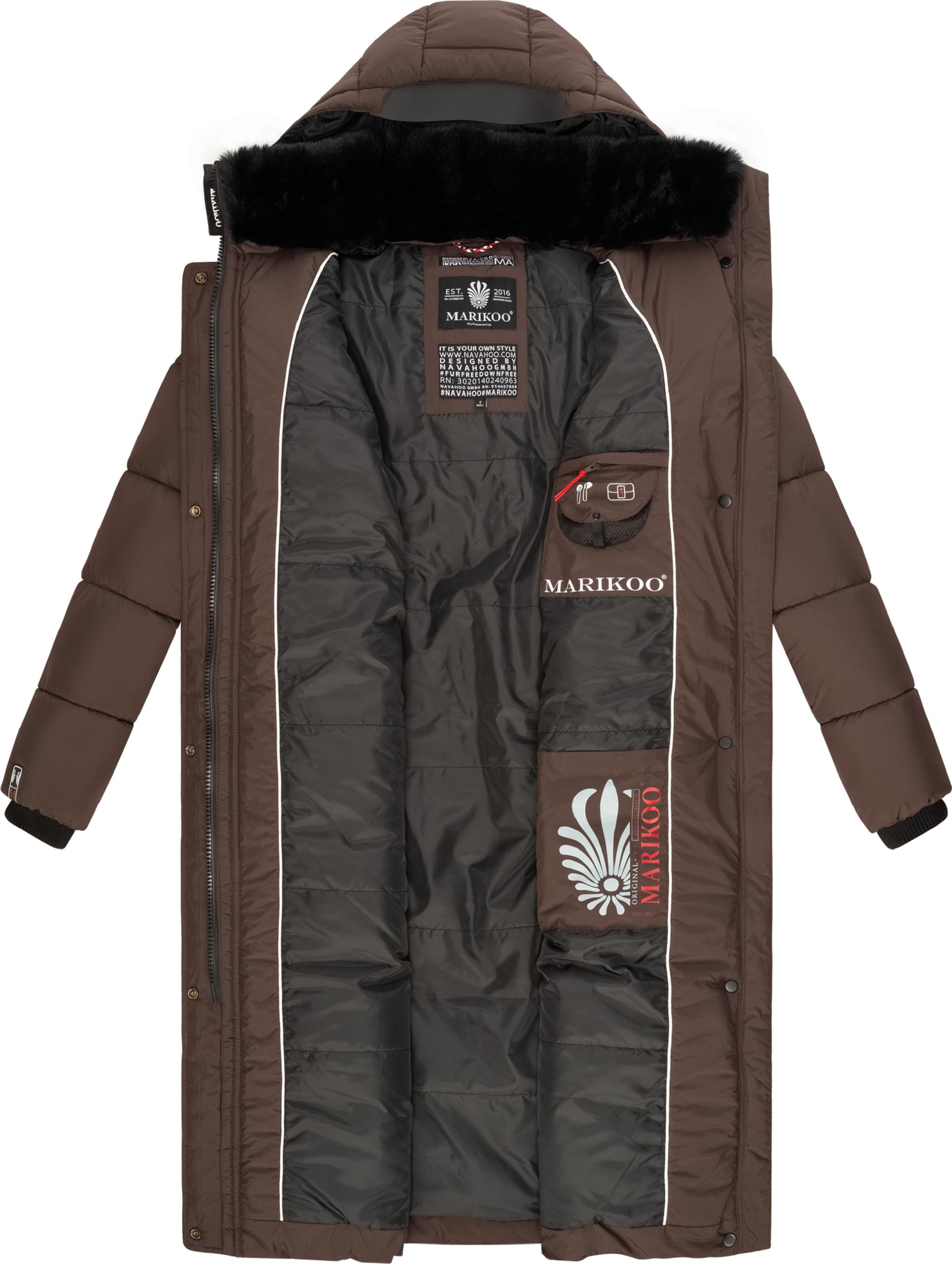 Langer Winter Steppmantel "Reliziaa" Dark Choco