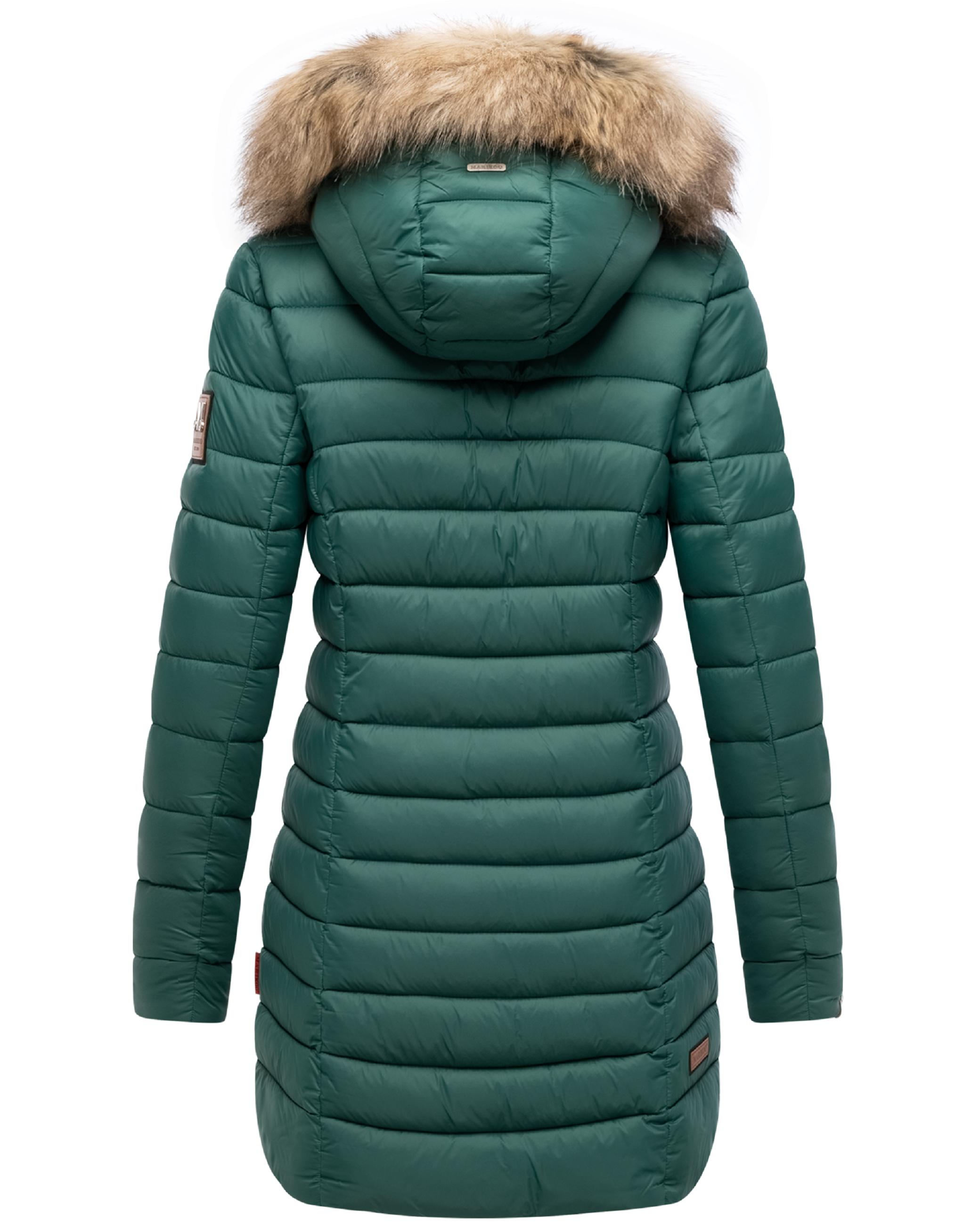 Langer Winter Steppmantel mit Kunstfellkapuze "Rose-Stepp" Evergreen