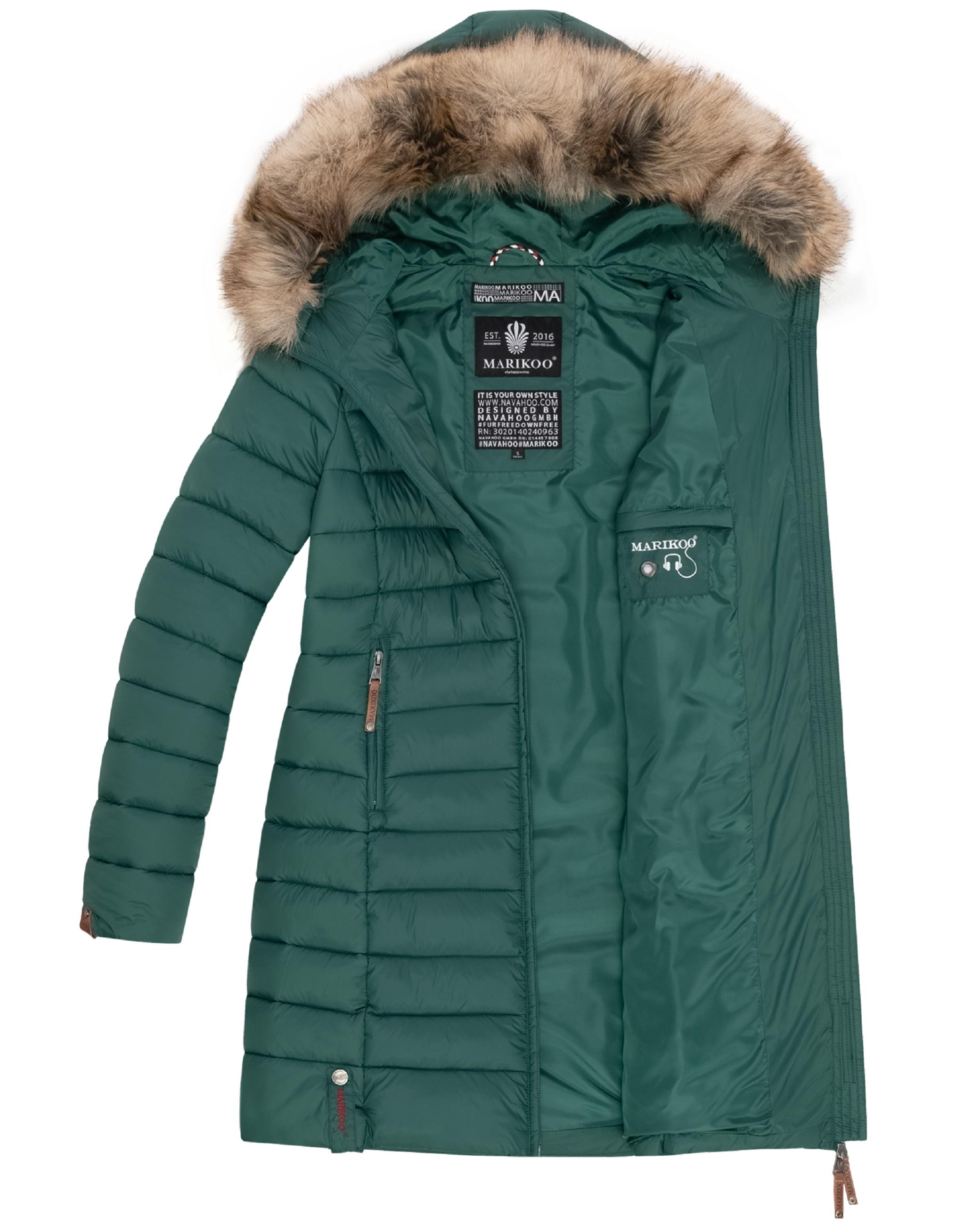 Langer Winter Steppmantel mit Kunstfellkapuze "Rose-Stepp" Evergreen