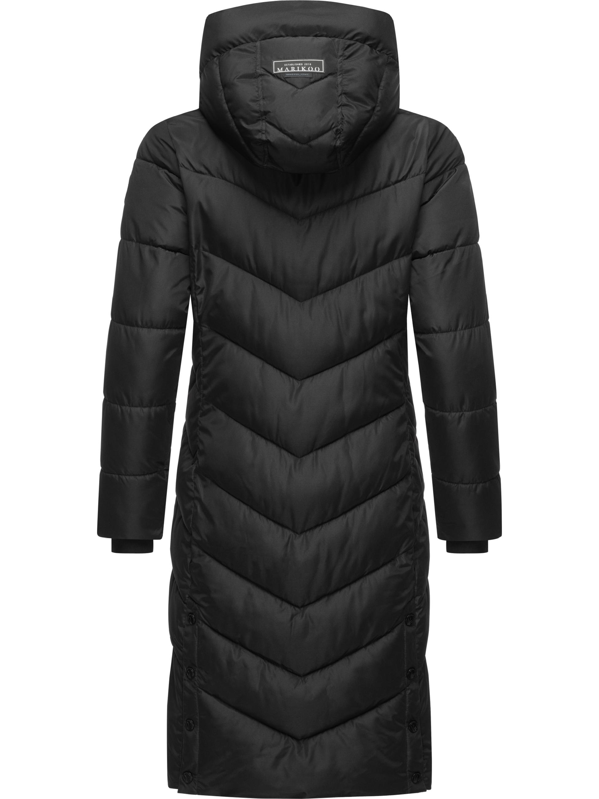 Warmer Steppmantel mit abnehmbarer Kapuze "Sahnekatzii XIV-1" Black