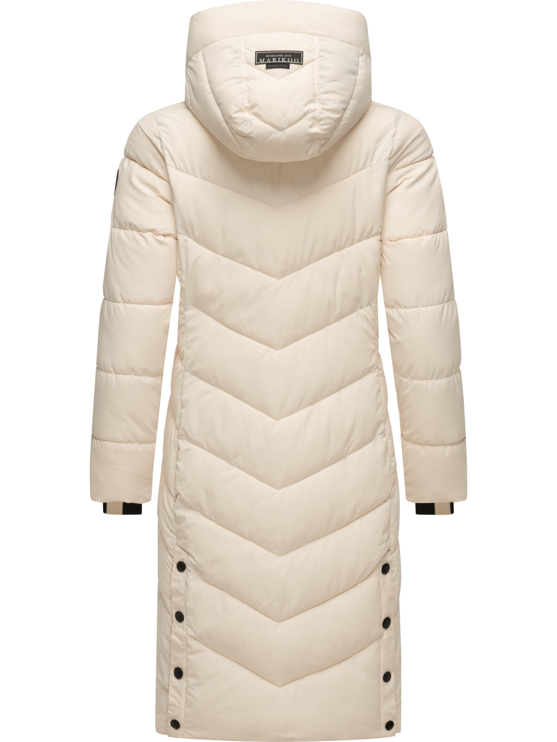 Warmer Steppmantel mit abnehmbarer Kapuze "Sahnekatzii XIV-1" Cream