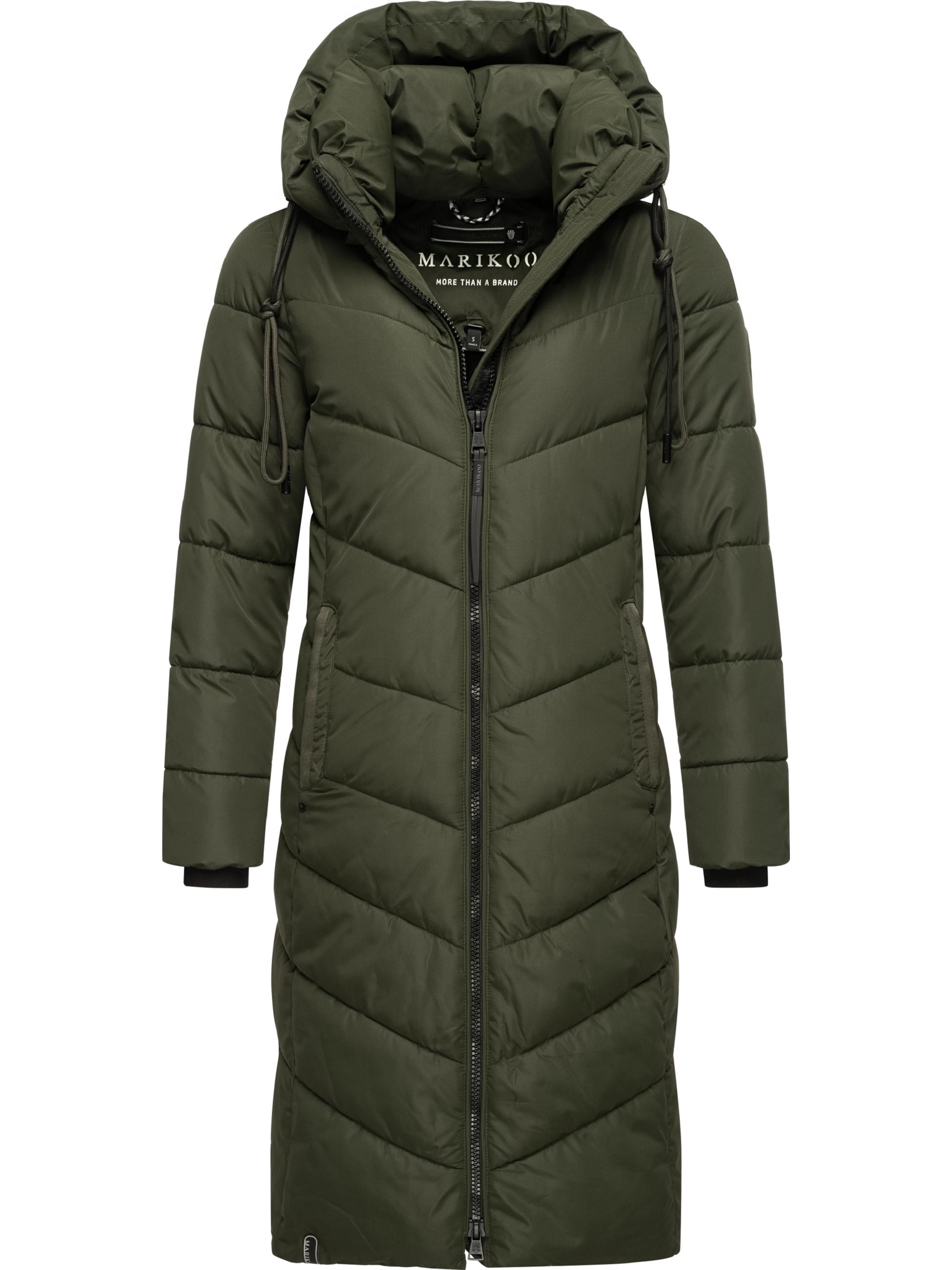 Warmer Steppmantel mit abnehmbarer Kapuze "Sahnekatzii XIV-1" Dark Olive