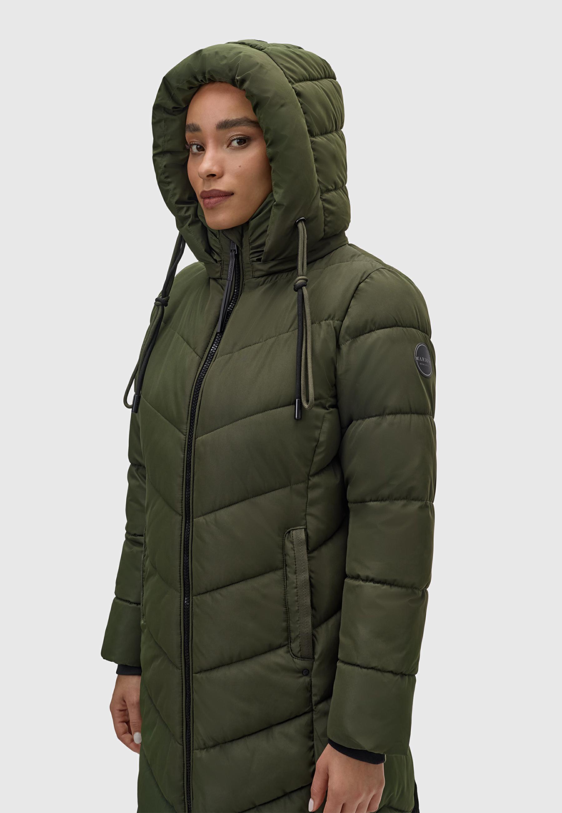Warmer Steppmantel mit abnehmbarer Kapuze "Sahnekatzii XIV-1" Dark Olive