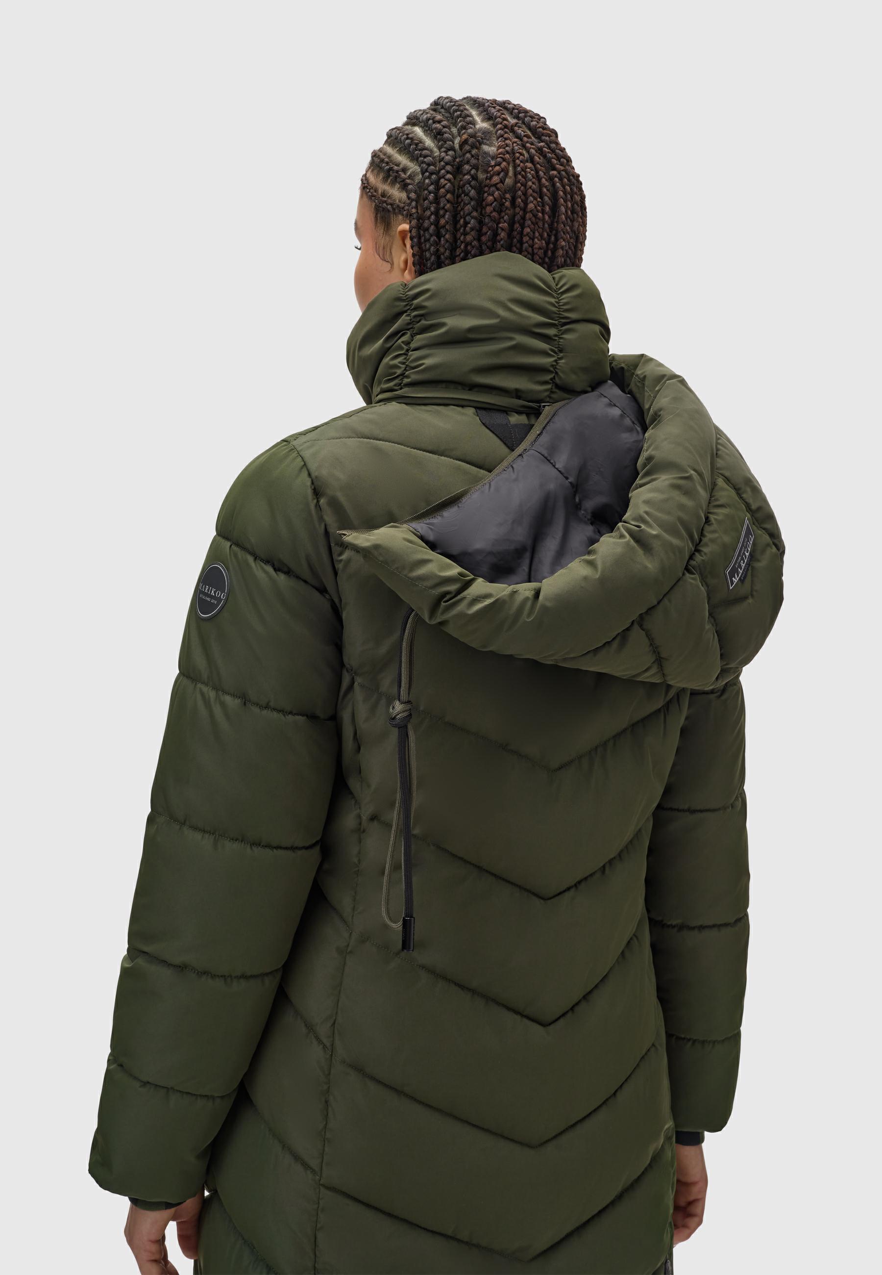 Warmer Steppmantel mit abnehmbarer Kapuze "Sahnekatzii XIV-1" Dark Olive