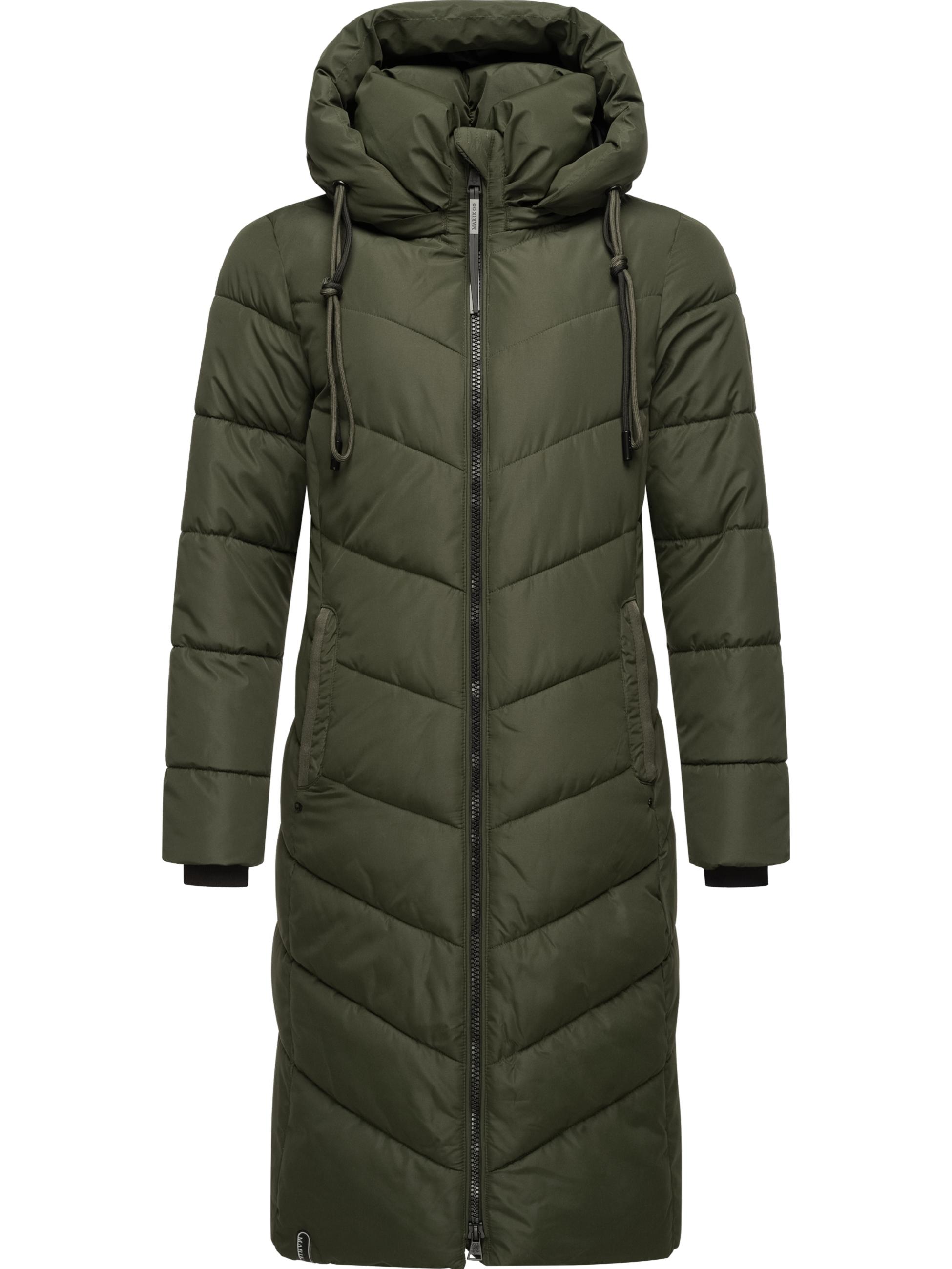 Warmer Steppmantel mit abnehmbarer Kapuze "Sahnekatzii XIV-1" Dark Olive