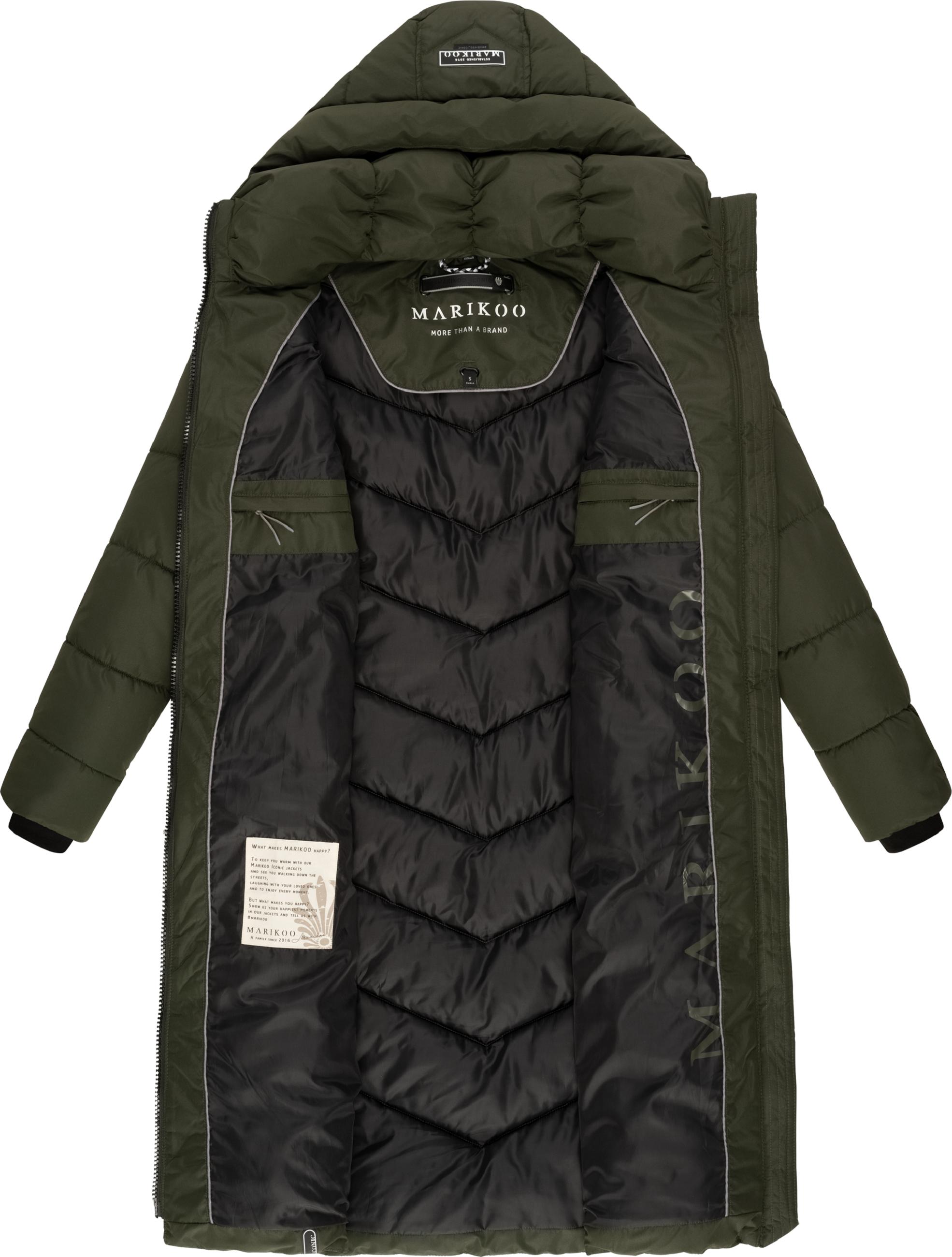 Warmer Steppmantel mit abnehmbarer Kapuze "Sahnekatzii XIV-1" Dark Olive