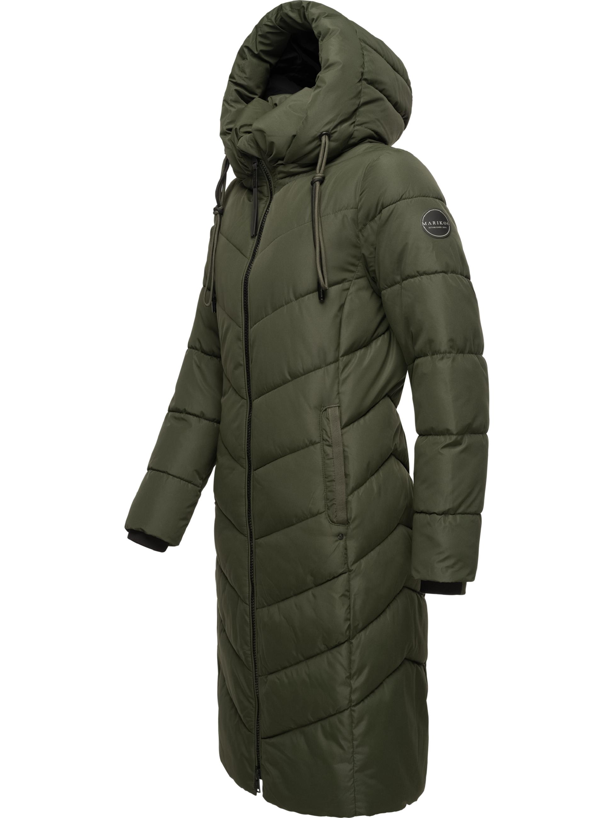 Warmer Steppmantel mit abnehmbarer Kapuze "Sahnekatzii XIV-1" Dark Olive