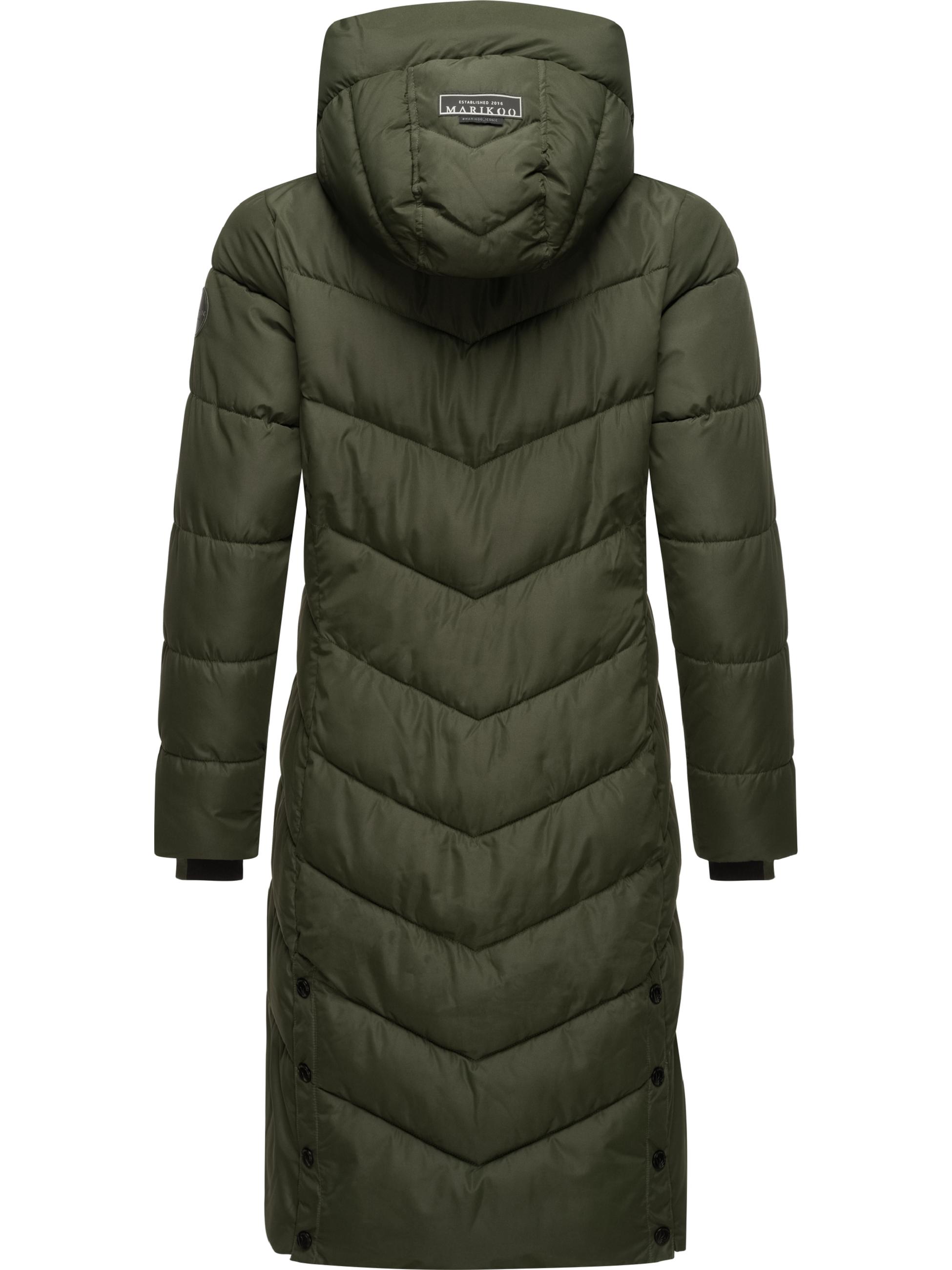 Warmer Steppmantel mit abnehmbarer Kapuze "Sahnekatzii XIV-1" Dark Olive