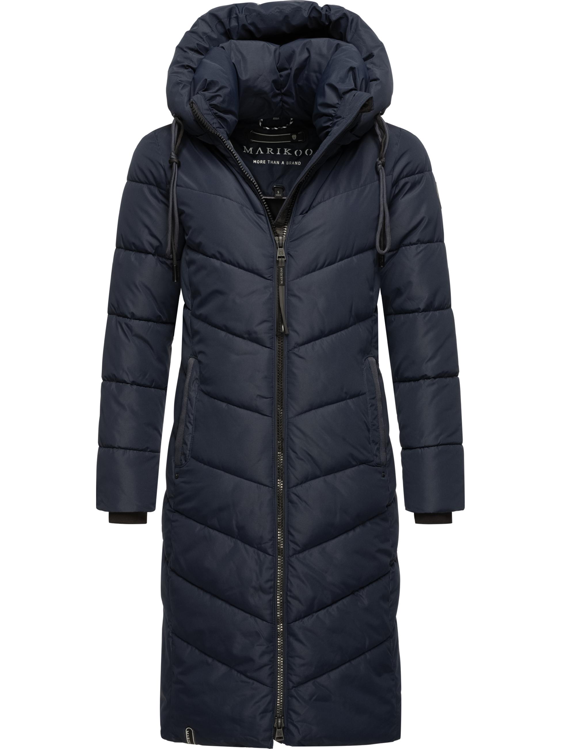 Warmer Steppmantel mit abnehmbarer Kapuze "Sahnekatzii XIV-1" Navy