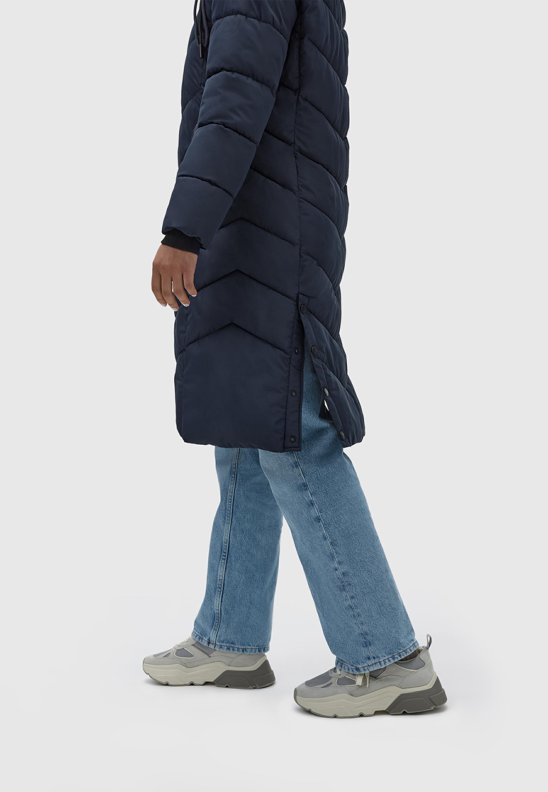Warmer Steppmantel mit abnehmbarer Kapuze "Sahnekatzii XIV-1" Navy