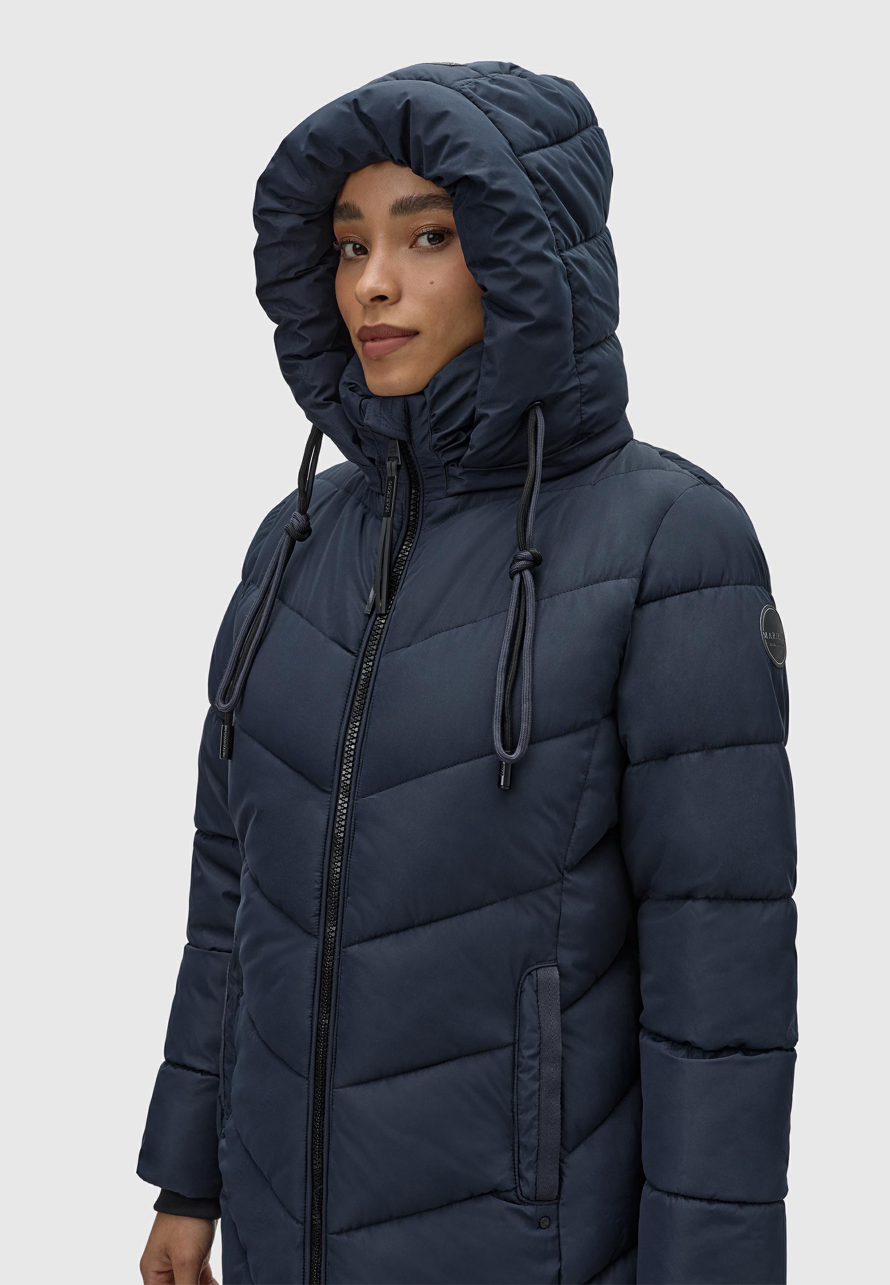 Warmer Steppmantel mit abnehmbarer Kapuze "Sahnekatzii XIV-1" Navy