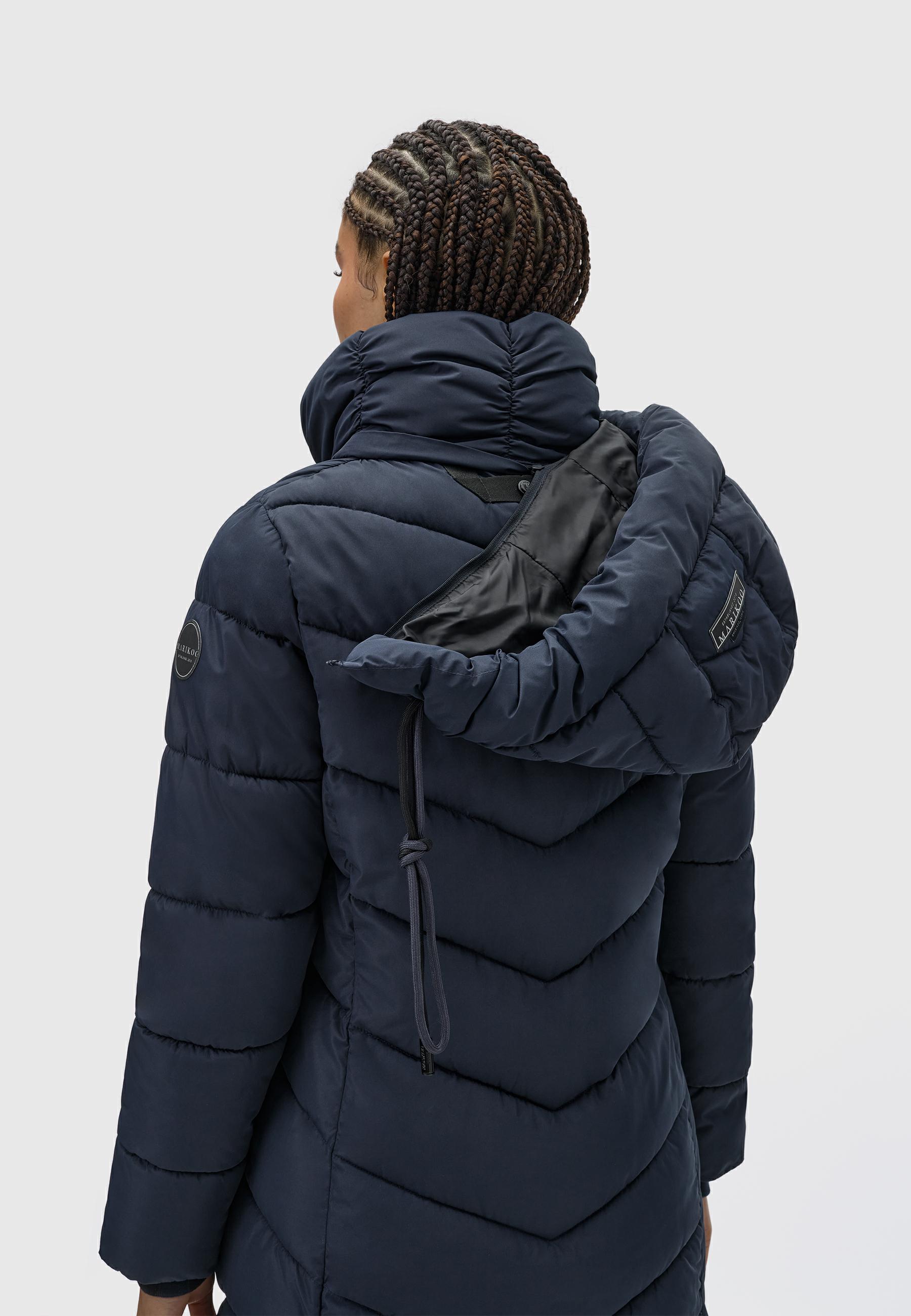 Warmer Steppmantel mit abnehmbarer Kapuze "Sahnekatzii XIV-1" Navy