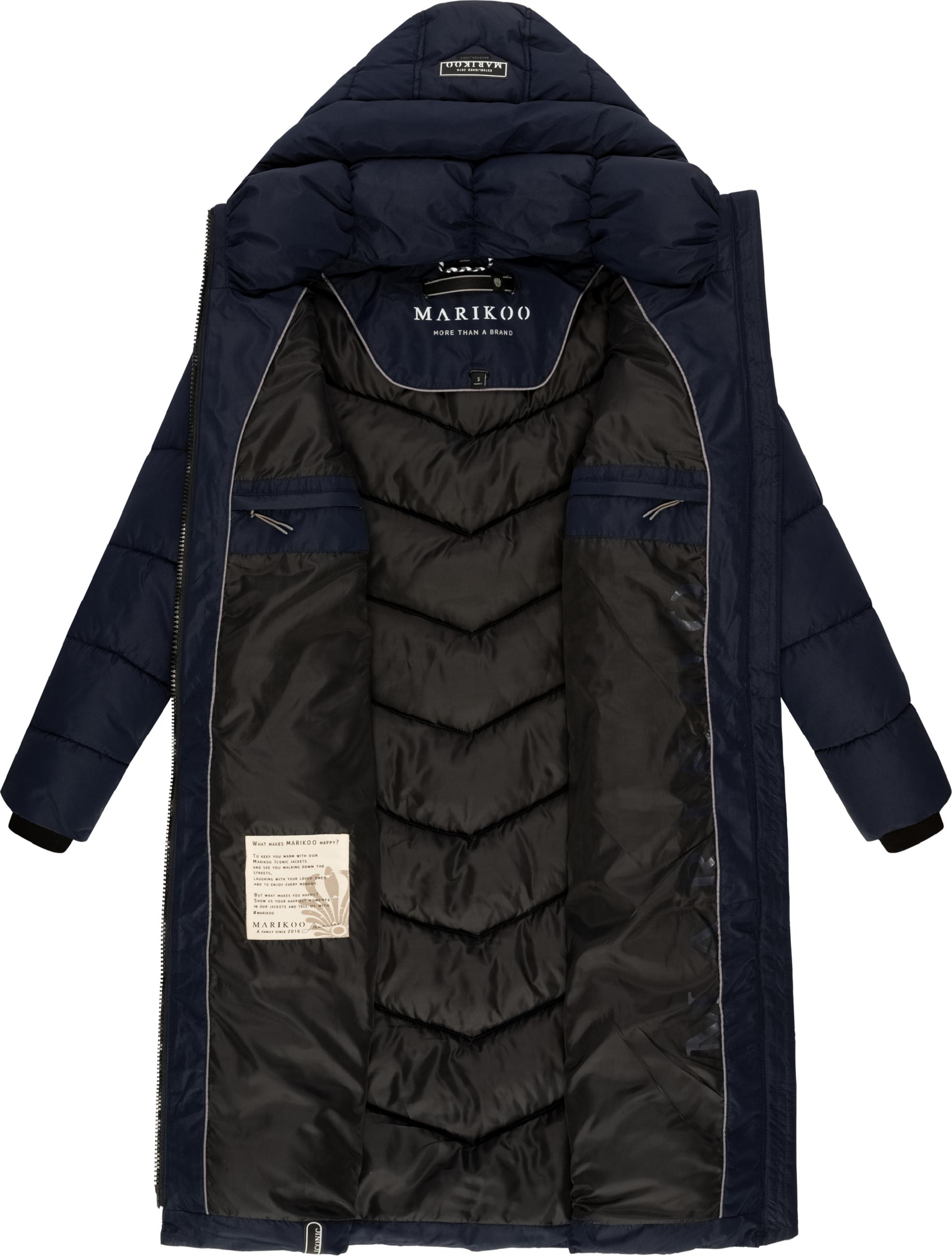 Warmer Steppmantel mit abnehmbarer Kapuze "Sahnekatzii XIV-1" Navy