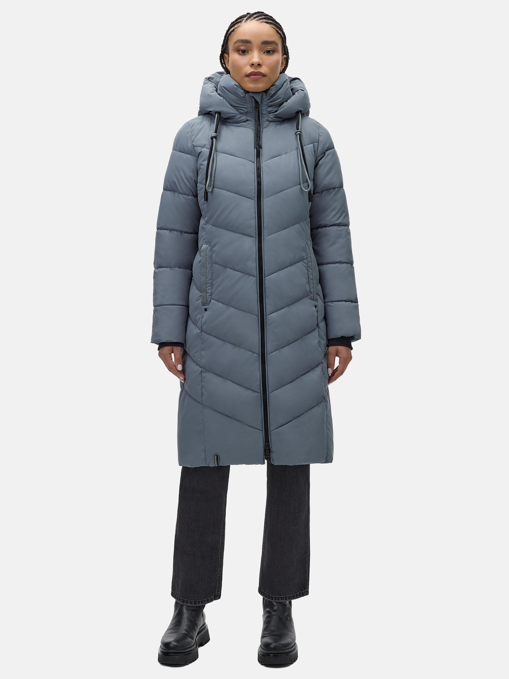 Warmer Steppmantel mit abnehmbarer Kapuze "Sahnekatzii XIV-1" Stormy Blue