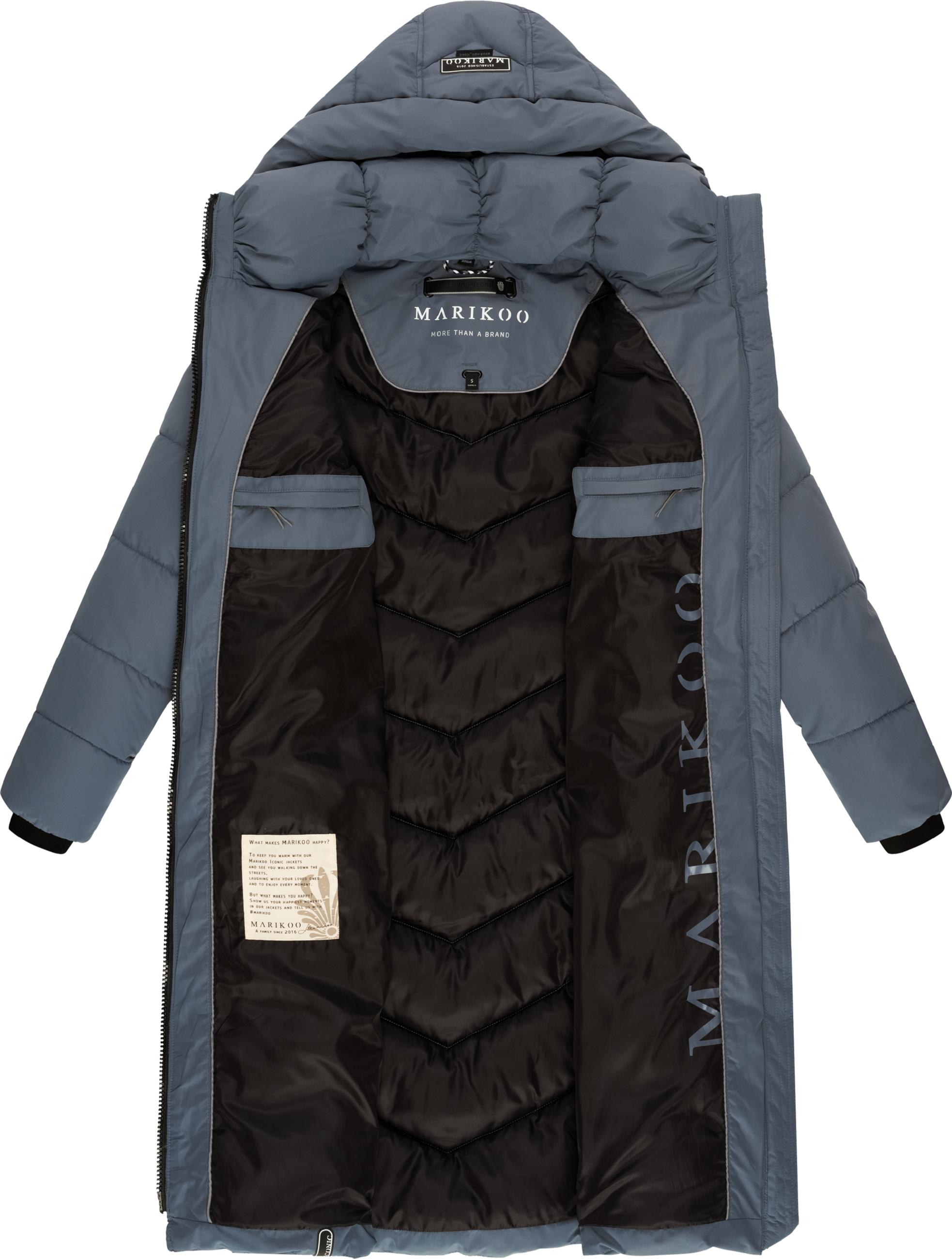 Warmer Steppmantel mit abnehmbarer Kapuze "Sahnekatzii XIV-1" Stormy Blue