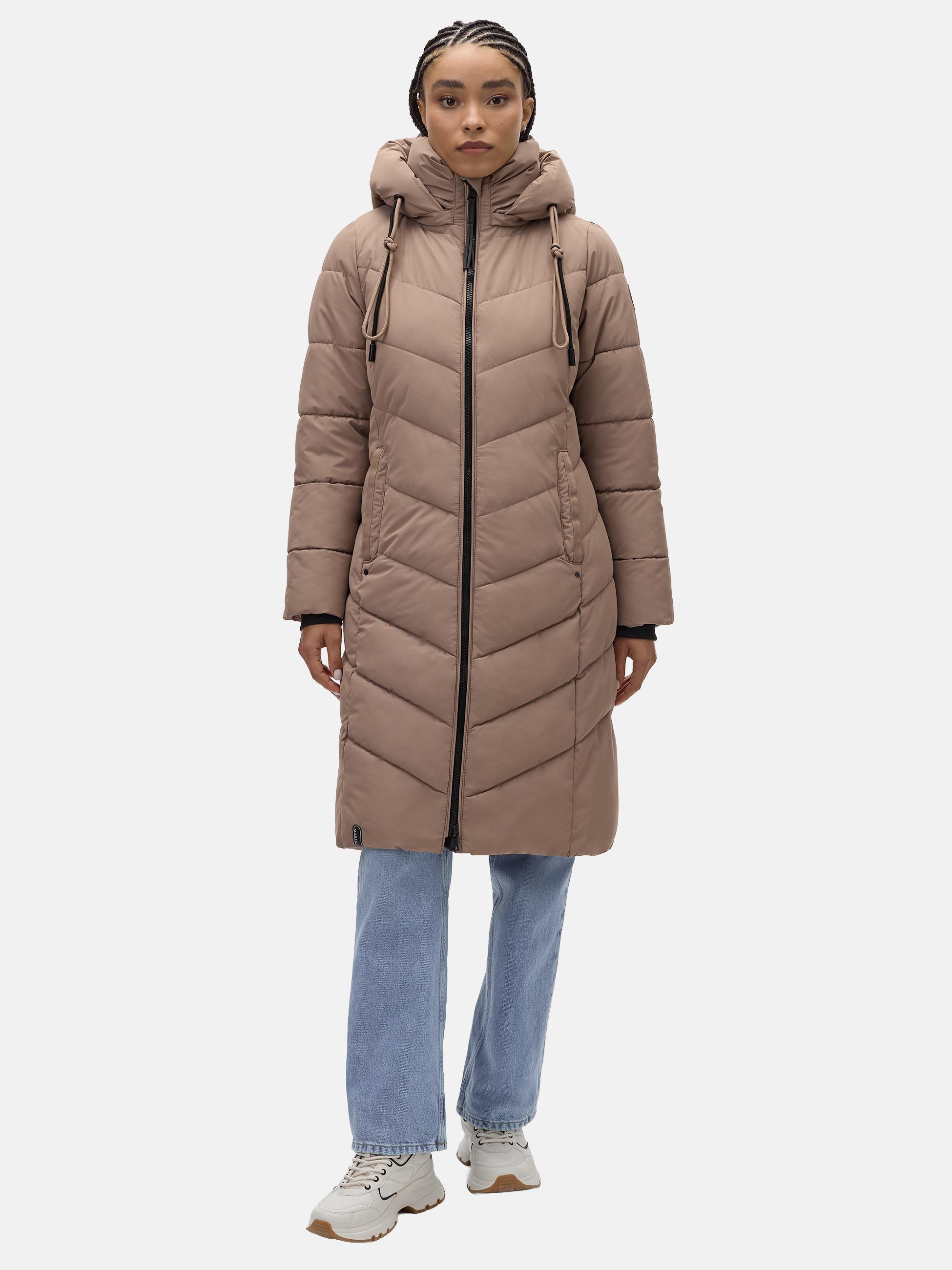 Warmer Steppmantel mit abnehmbarer Kapuze "Sahnekatzii XIV-1" Taupe Grey