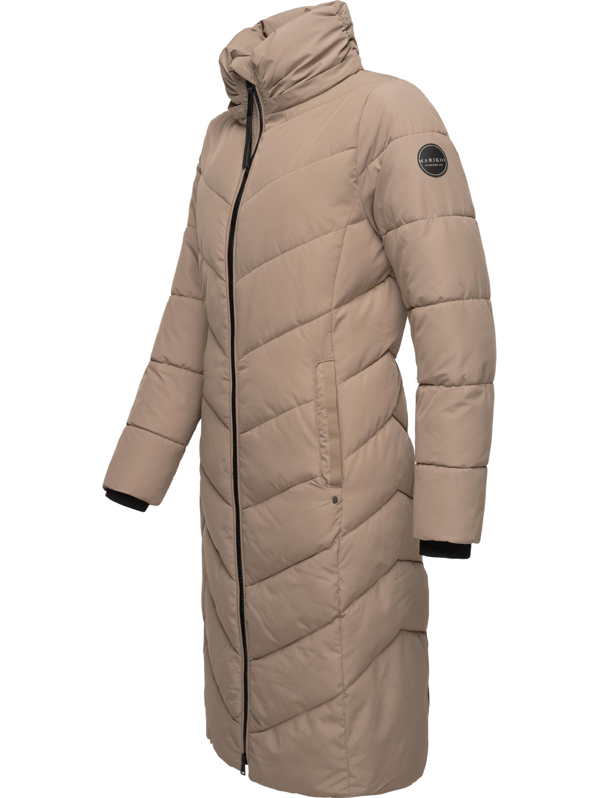 Warmer Steppmantel mit abnehmbarer Kapuze "Sahnekatzii XIV-1" Taupe Grey