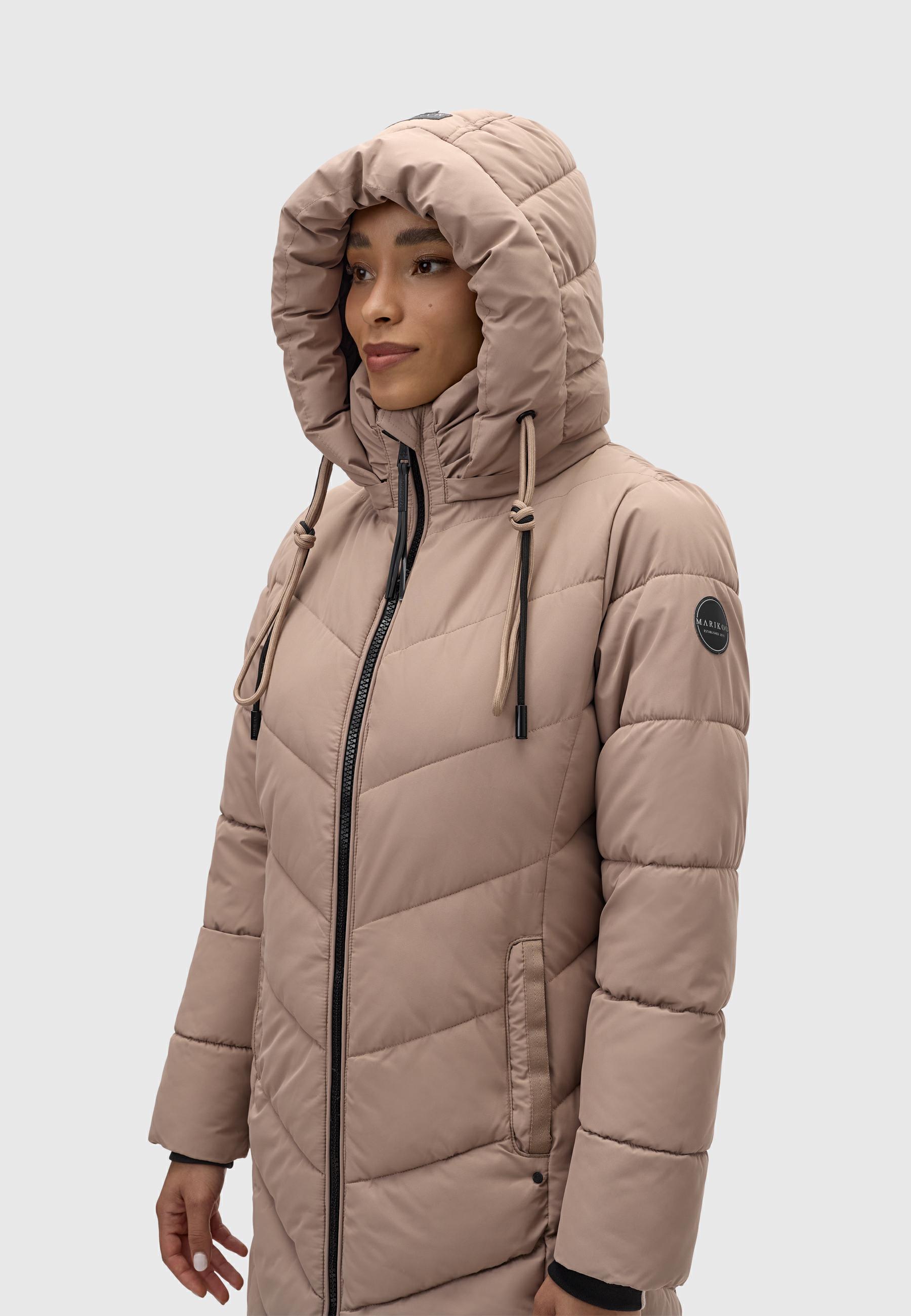 Warmer Steppmantel mit abnehmbarer Kapuze "Sahnekatzii XIV-1" Taupe Grey