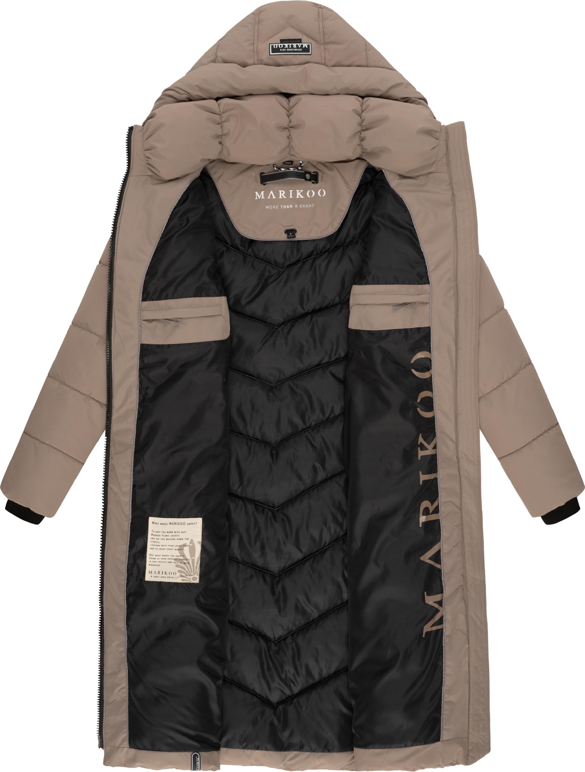 Warmer Steppmantel mit abnehmbarer Kapuze "Sahnekatzii XIV-1" Taupe Grey