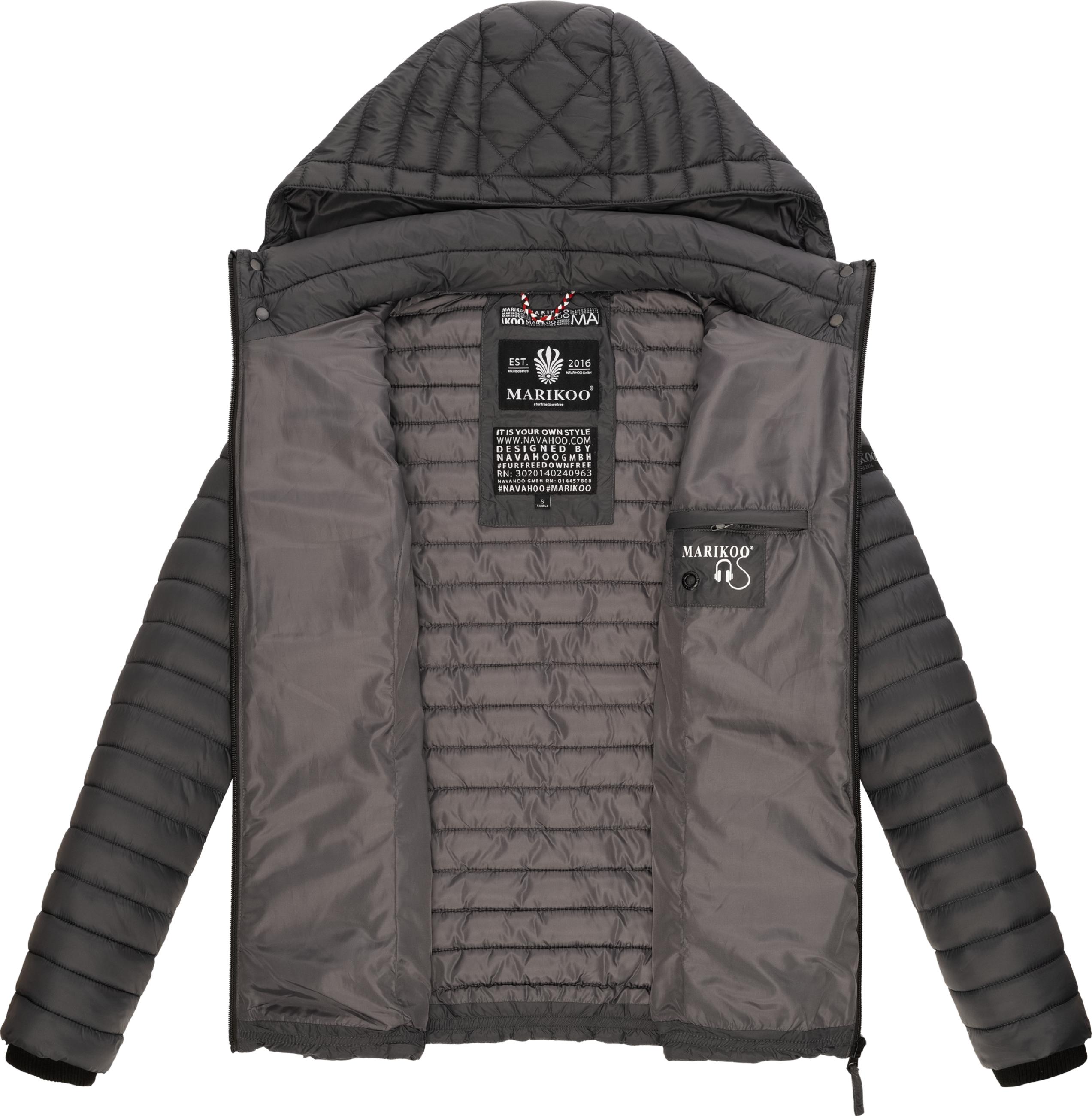 Leichte Steppjacke mit Kapuze "Samtpfote" Anthracite