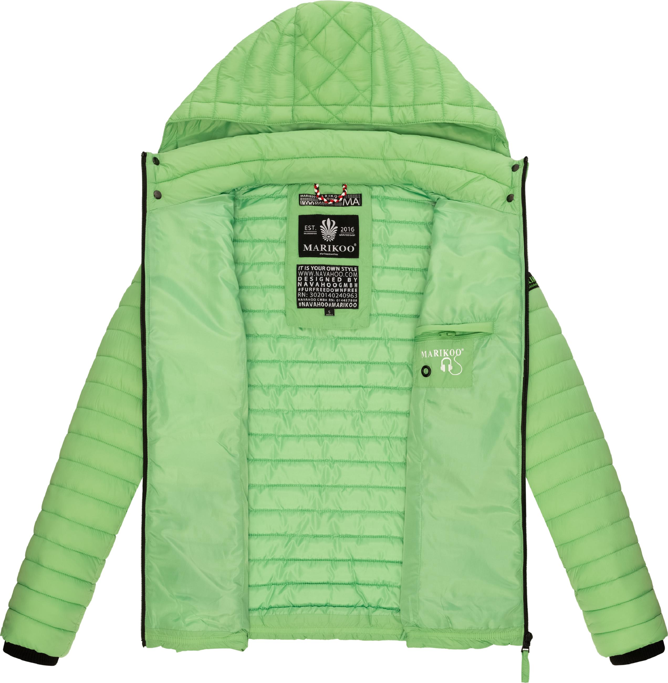 Leichte Steppjacke mit Kapuze "Samtpfote" Jade Green