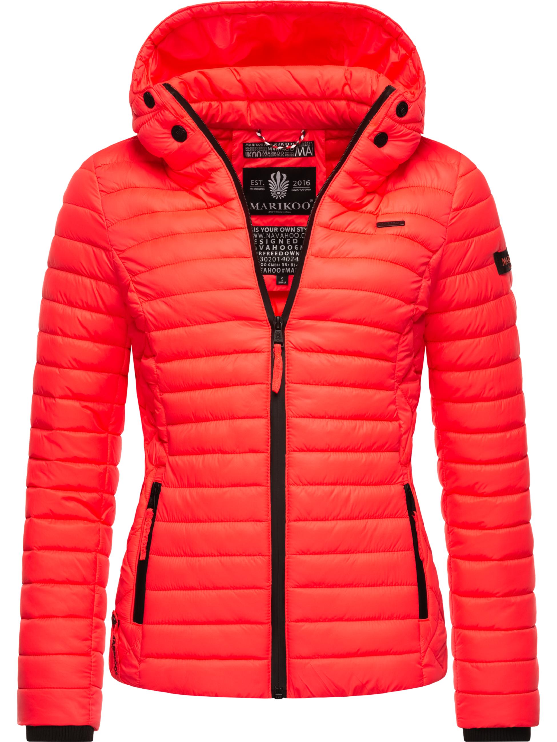 Leichte Steppjacke mit Kapuze "Samtpfote" Neon Coral