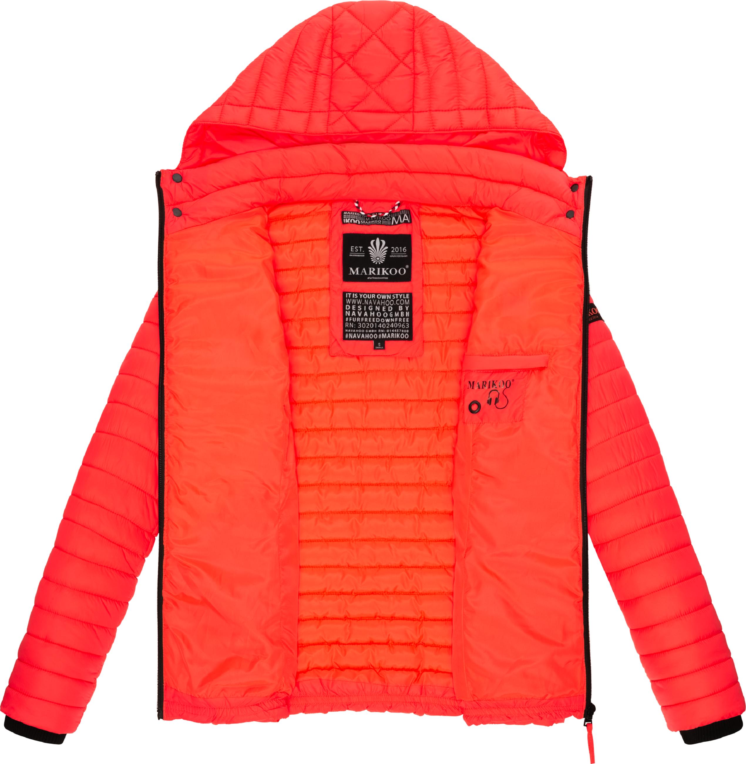 Leichte Steppjacke mit Kapuze "Samtpfote" Neon Coral