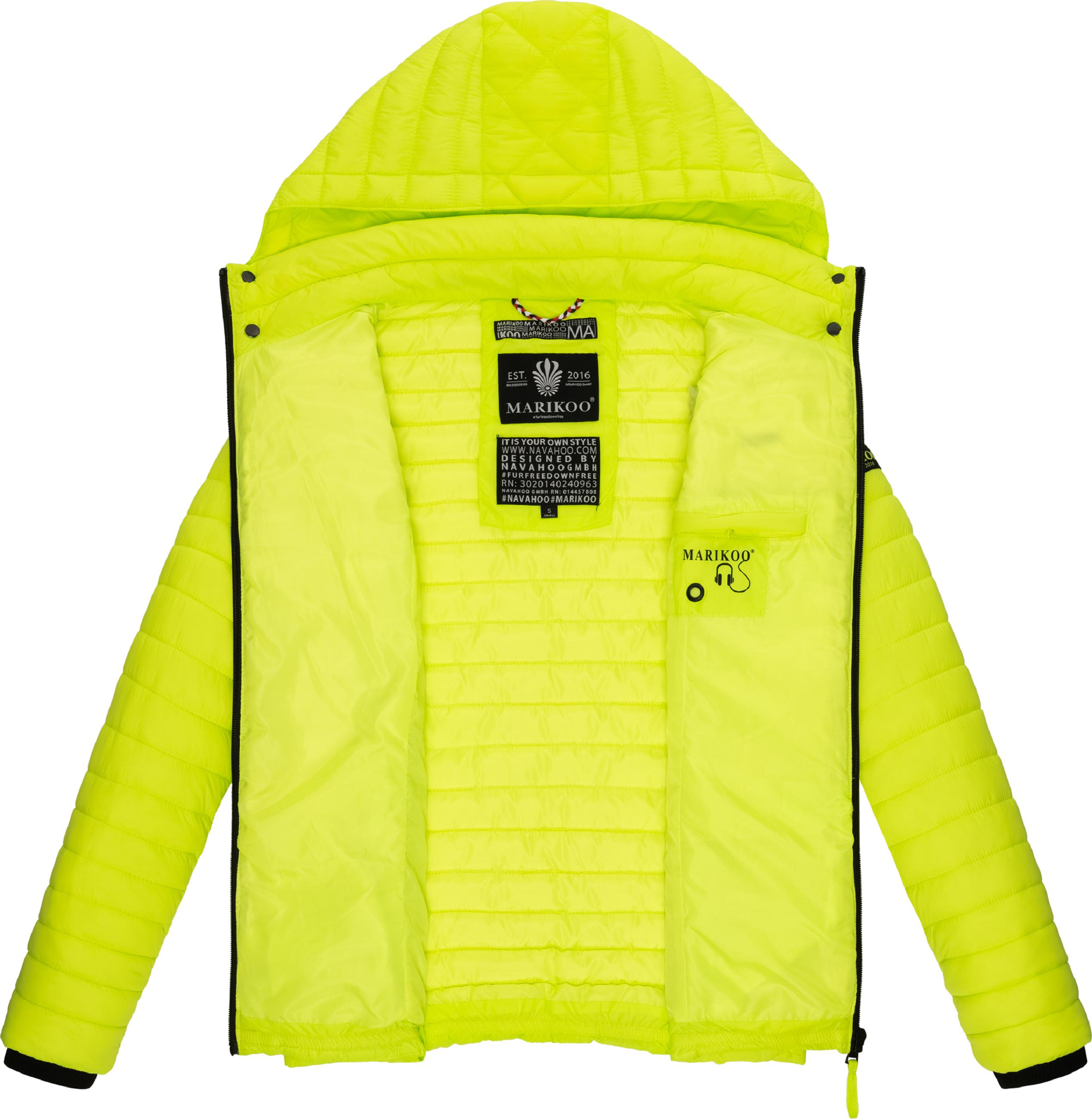 Leichte Steppjacke mit Kapuze "Samtpfote" Neon Green