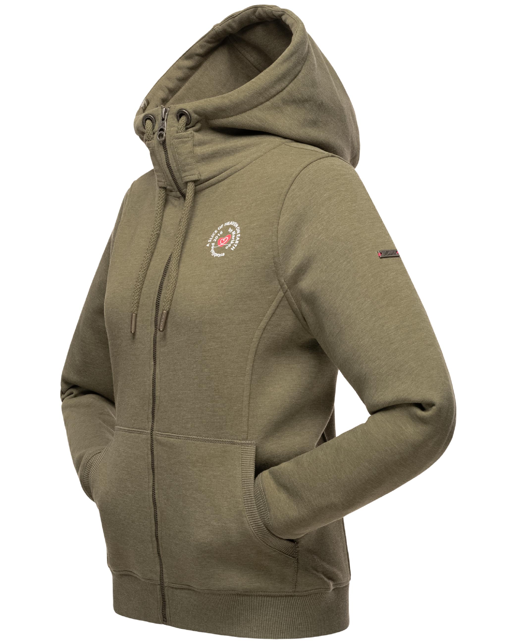 Weiche Sweatjacke mit Kapuze "Setsunaa" Dusty Olive Melange