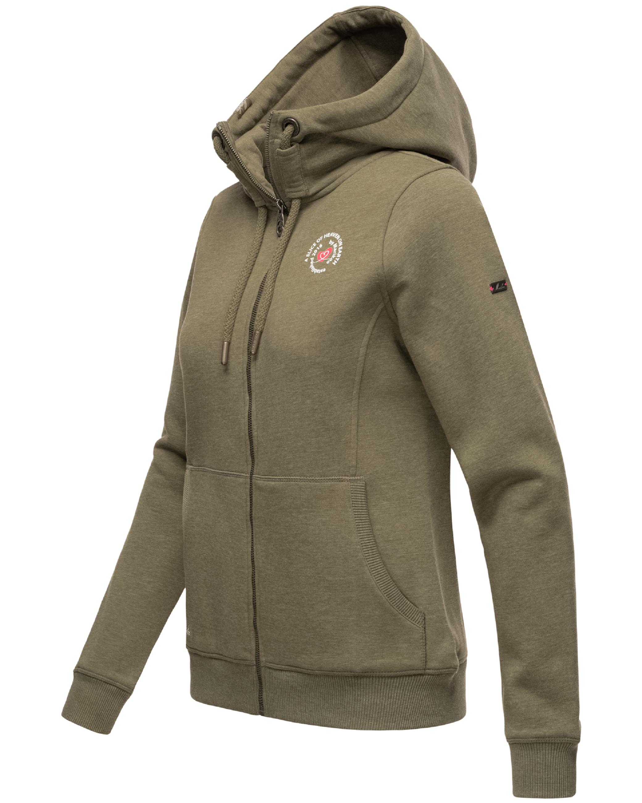 Weiche Sweatjacke mit Kapuze "Setsunaa" Dusty Olive Melange