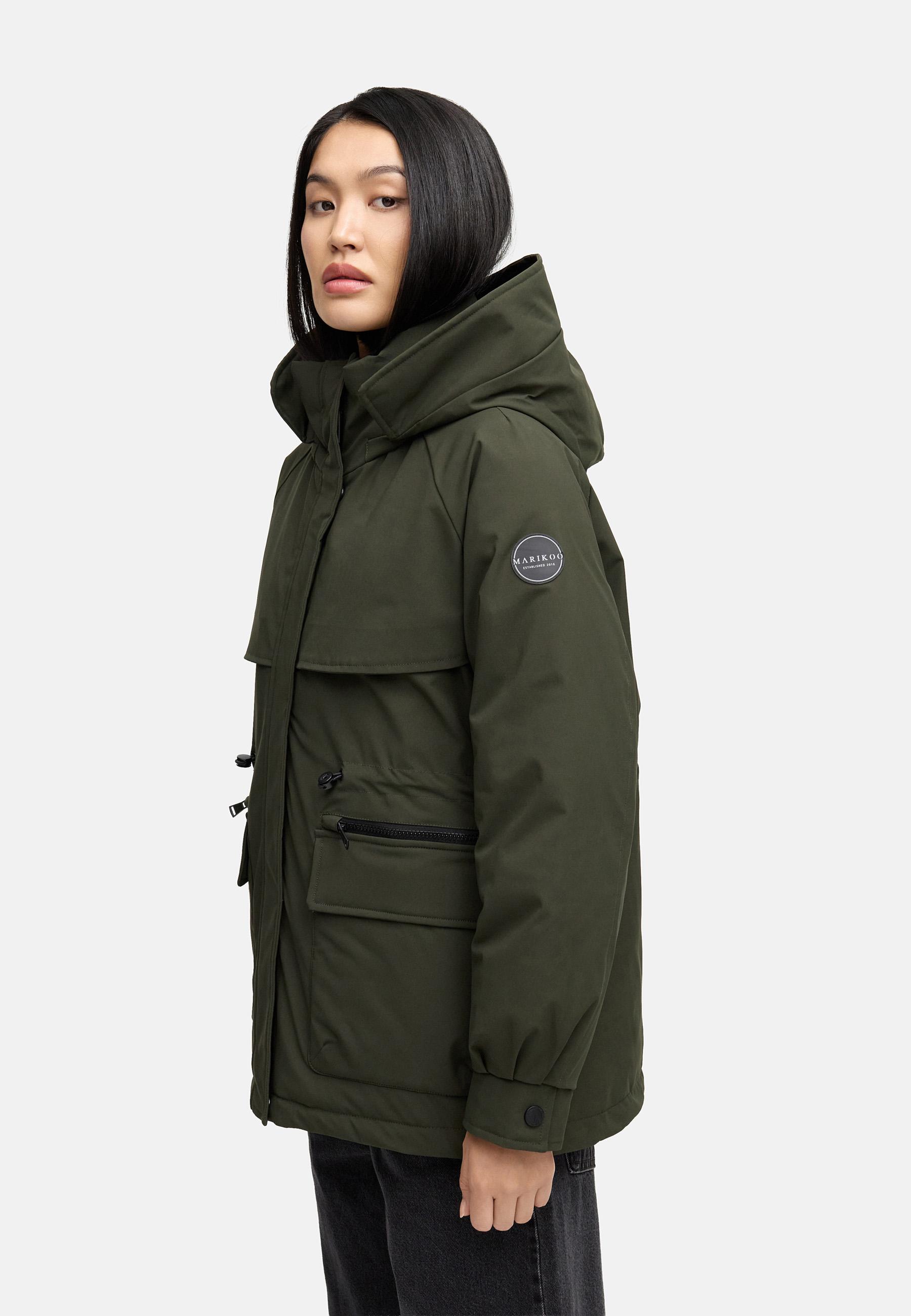 Winter Kurzmantel mit Taillenzugband "Shigaraa XVI" Dark Olive