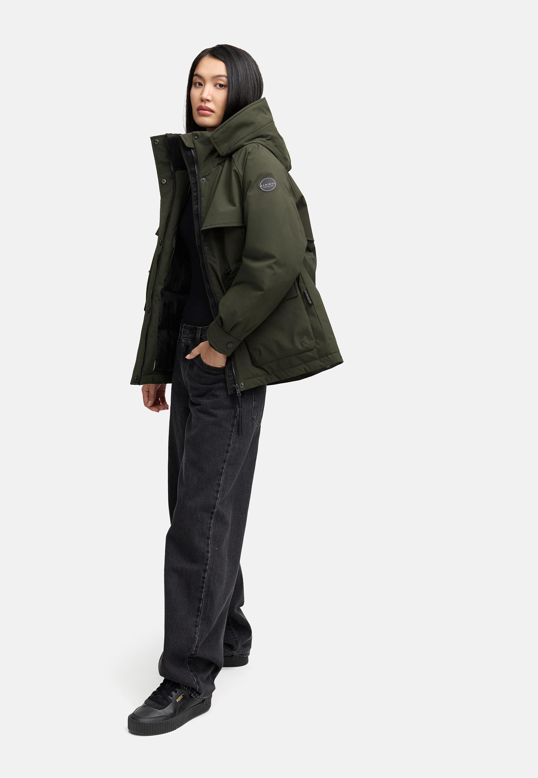 Winter Kurzmantel mit Taillenzugband "Shigaraa XVI" Dark Olive