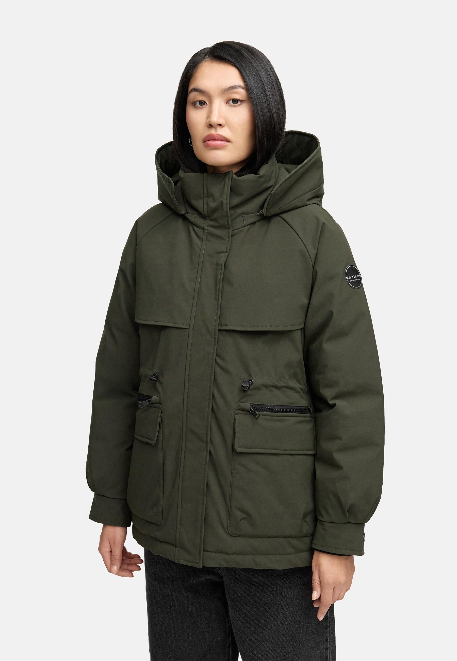 Winter Kurzmantel mit Taillenzugband "Shigaraa XVI" Dark Olive