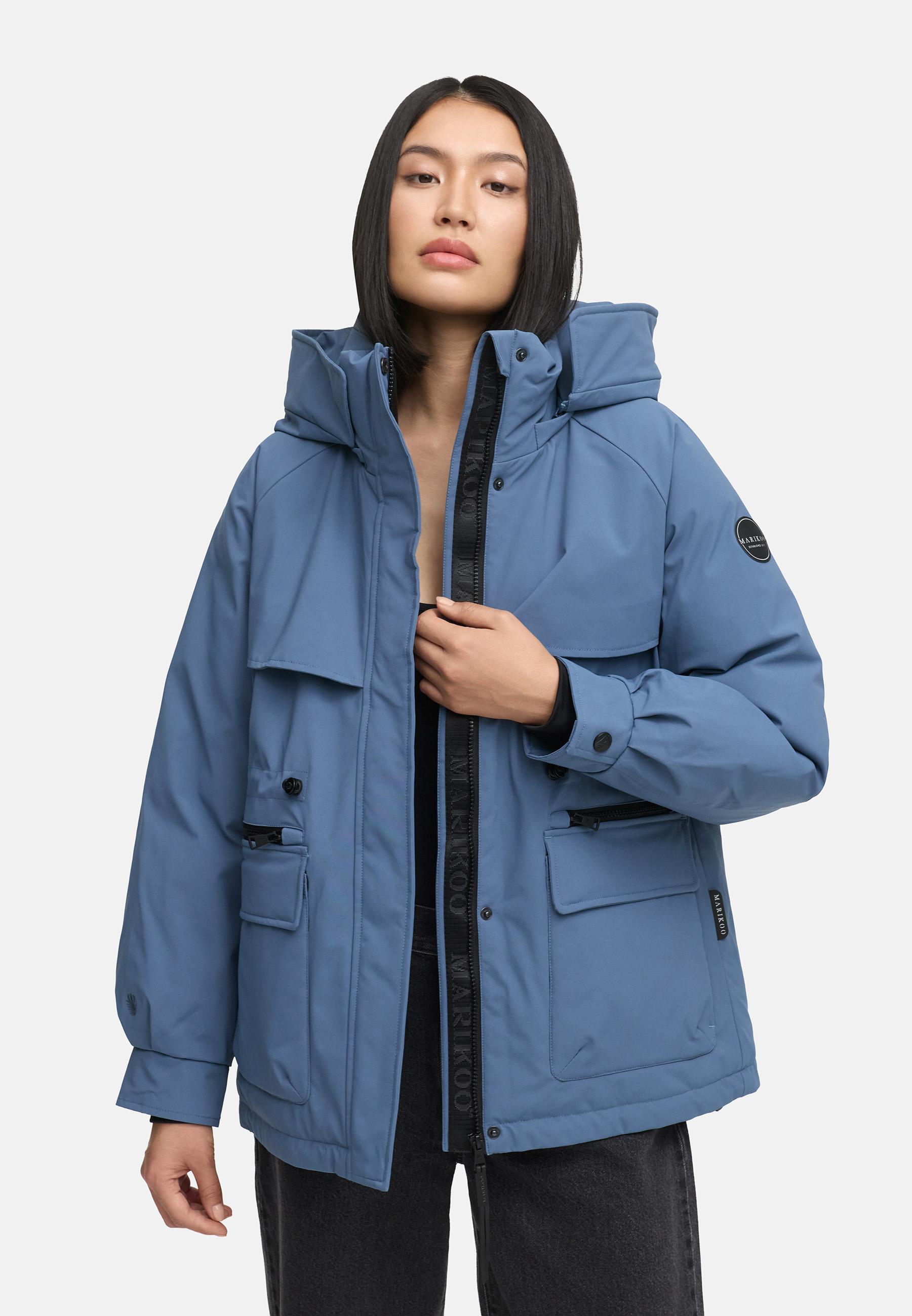 Winter Kurzmantel mit Taillenzugband "Shigaraa XVI" Dusty Blue