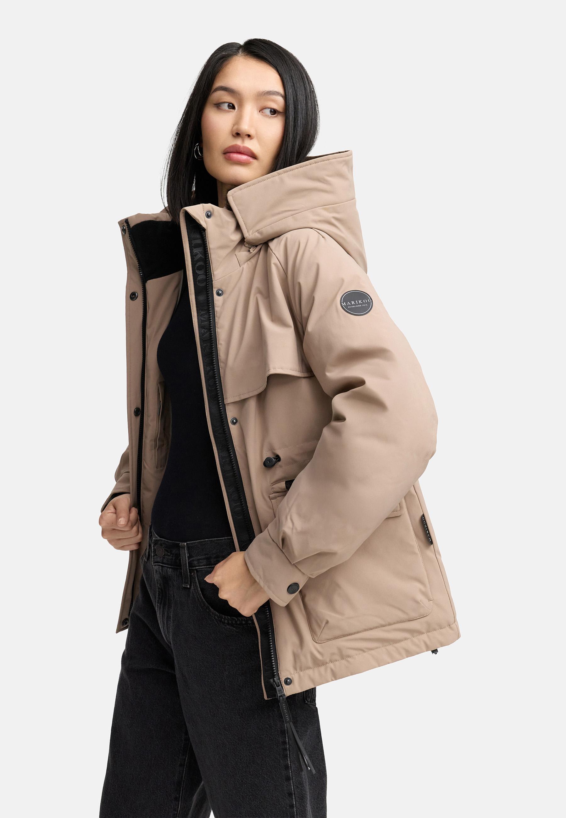 Winter Kurzmantel mit Taillenzugband "Shigaraa XVI" Taupe Grey
