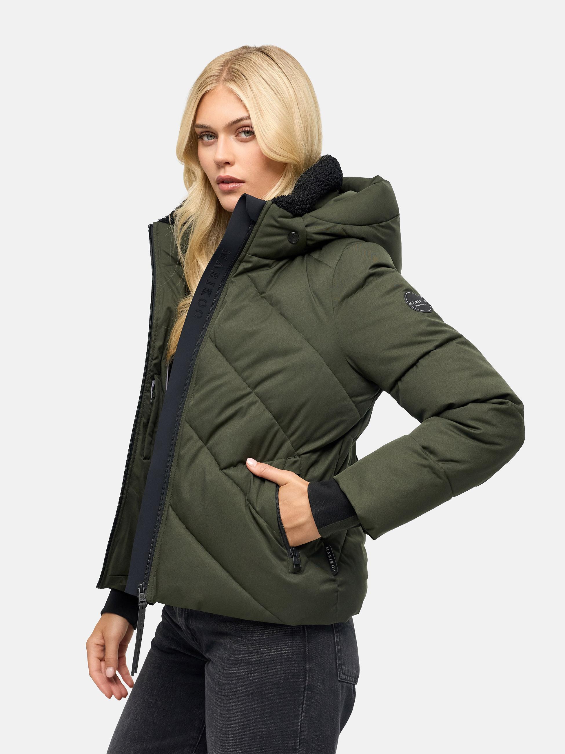 Steppjacke mit abnehmbarer Kapuze und Teddyfleece-Innenfutter "Shinamii XVI" Dark Olive