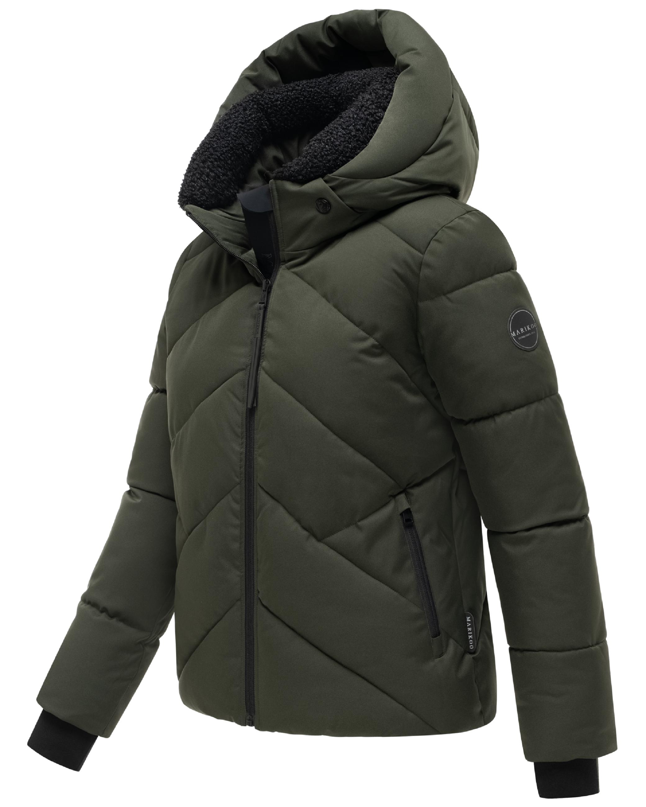Steppjacke mit abnehmbarer Kapuze und Teddyfleece-Innenfutter "Shinamii XVI" Dark Olive