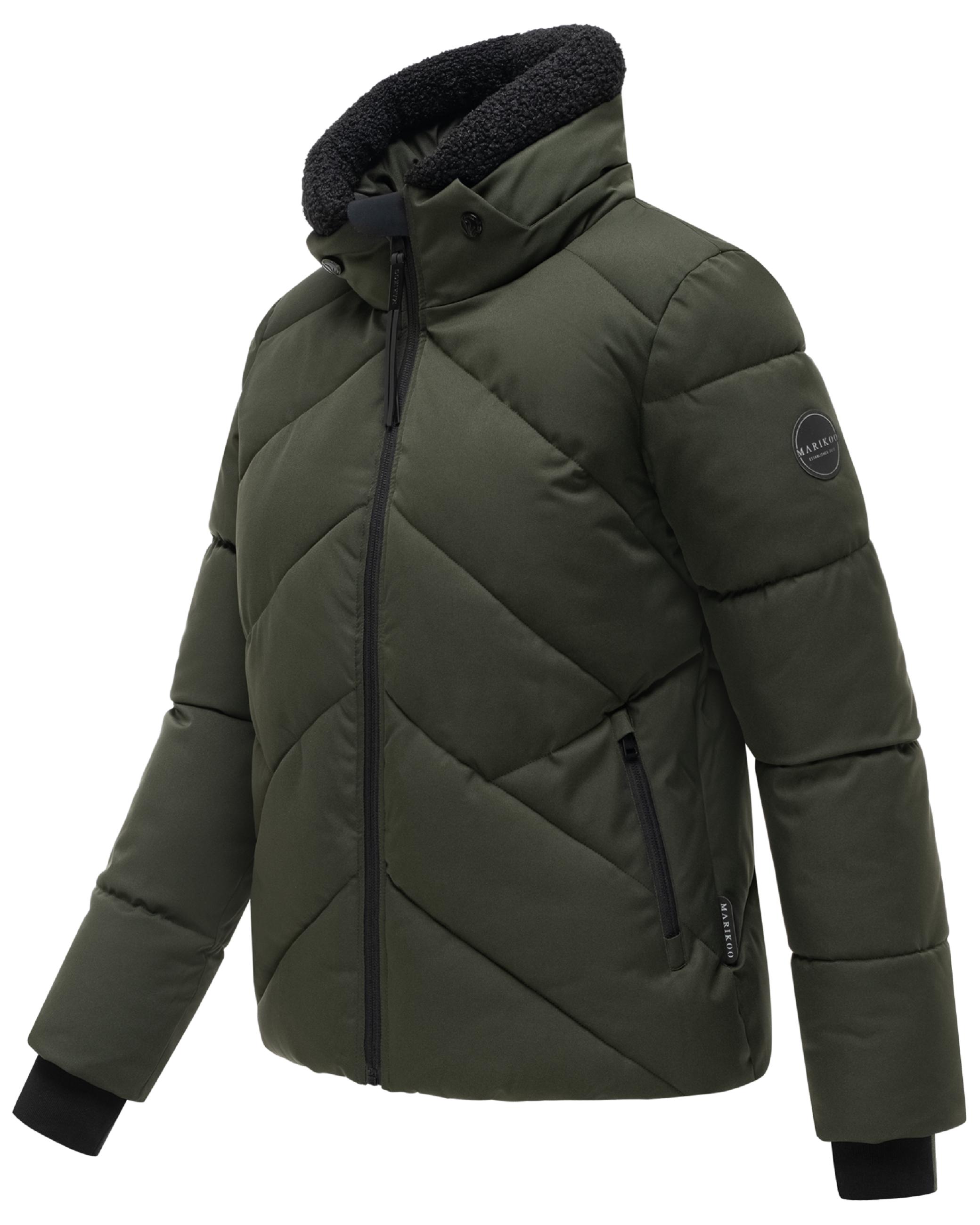 Steppjacke mit abnehmbarer Kapuze und Teddyfleece-Innenfutter "Shinamii XVI" Dark Olive