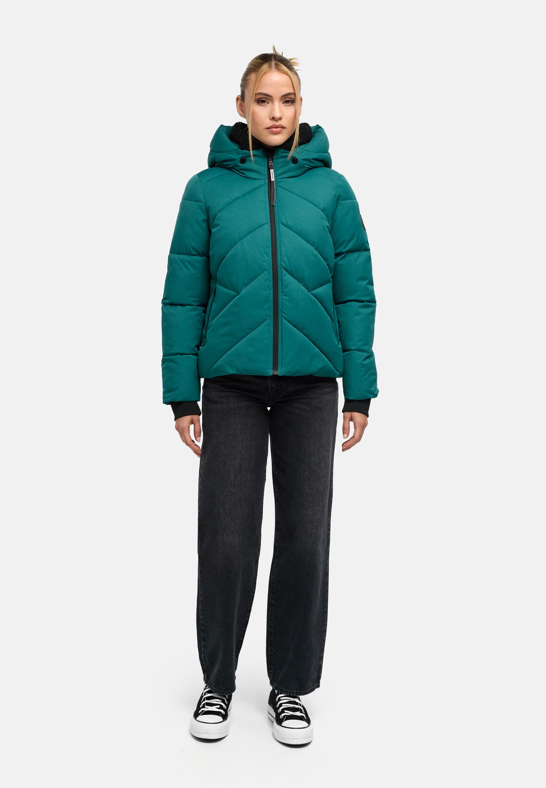 Steppjacke mit abnehmbarer Kapuze und Teddyfleece-Innenfutter "Shinamii XVI" Ocean Green