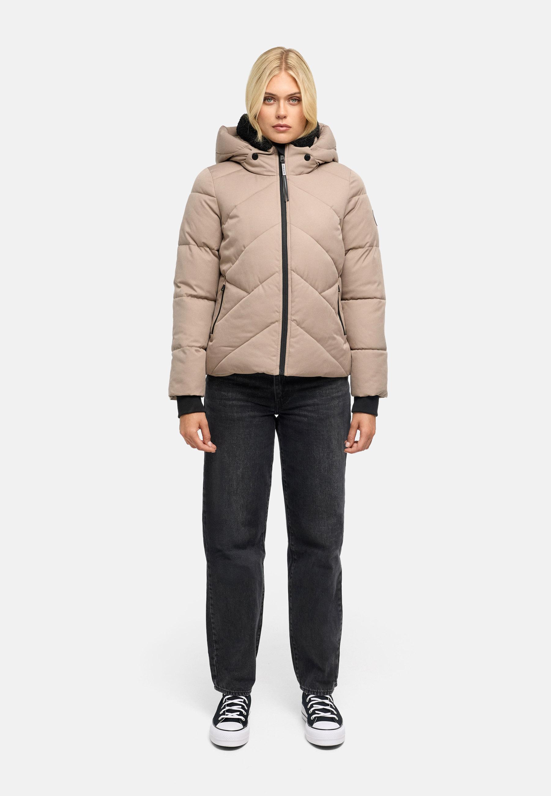 Steppjacke mit abnehmbarer Kapuze und Teddyfleece-Innenfutter "Shinamii XVI" Taupe Grey