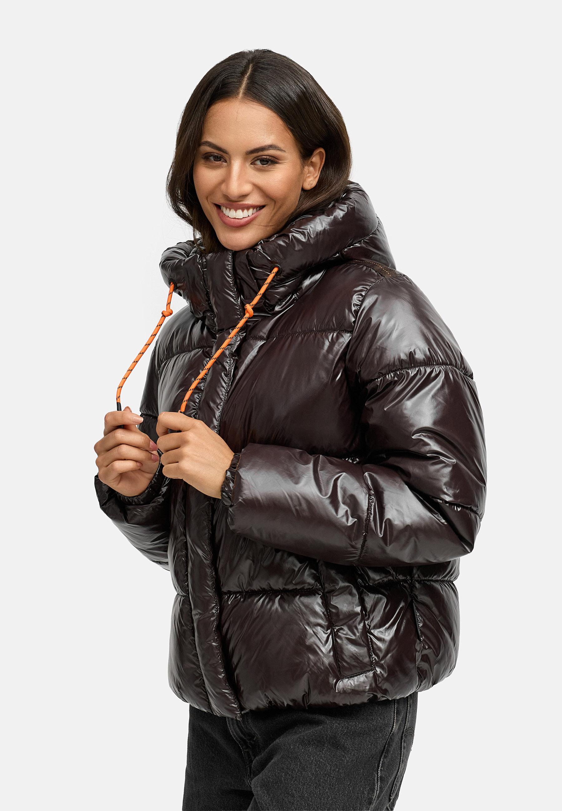 Winter Steppjacke mit abnehmbarer Kapuze "Skyraa 16" Choco