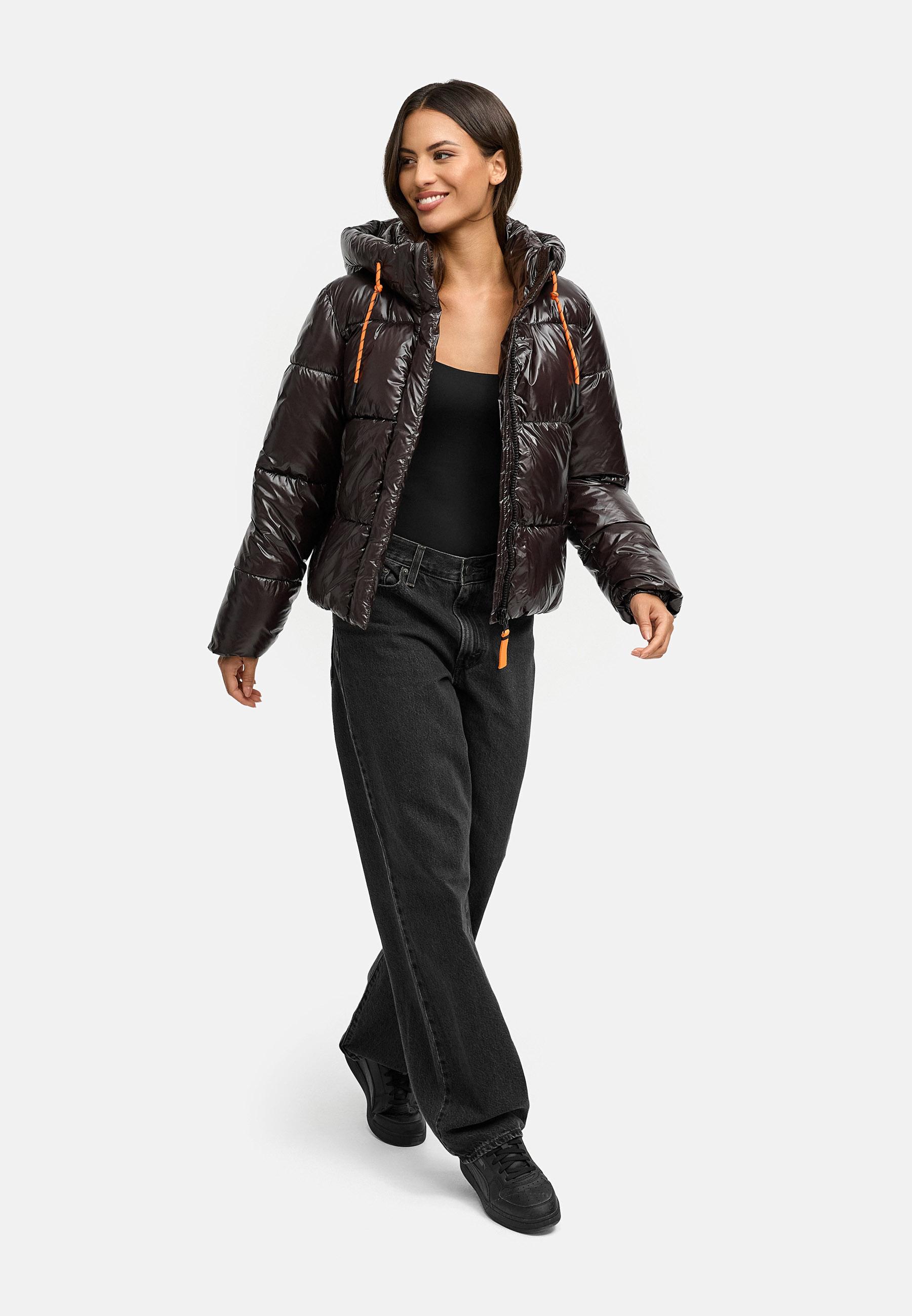 Winter Steppjacke mit abnehmbarer Kapuze "Skyraa 16" Choco