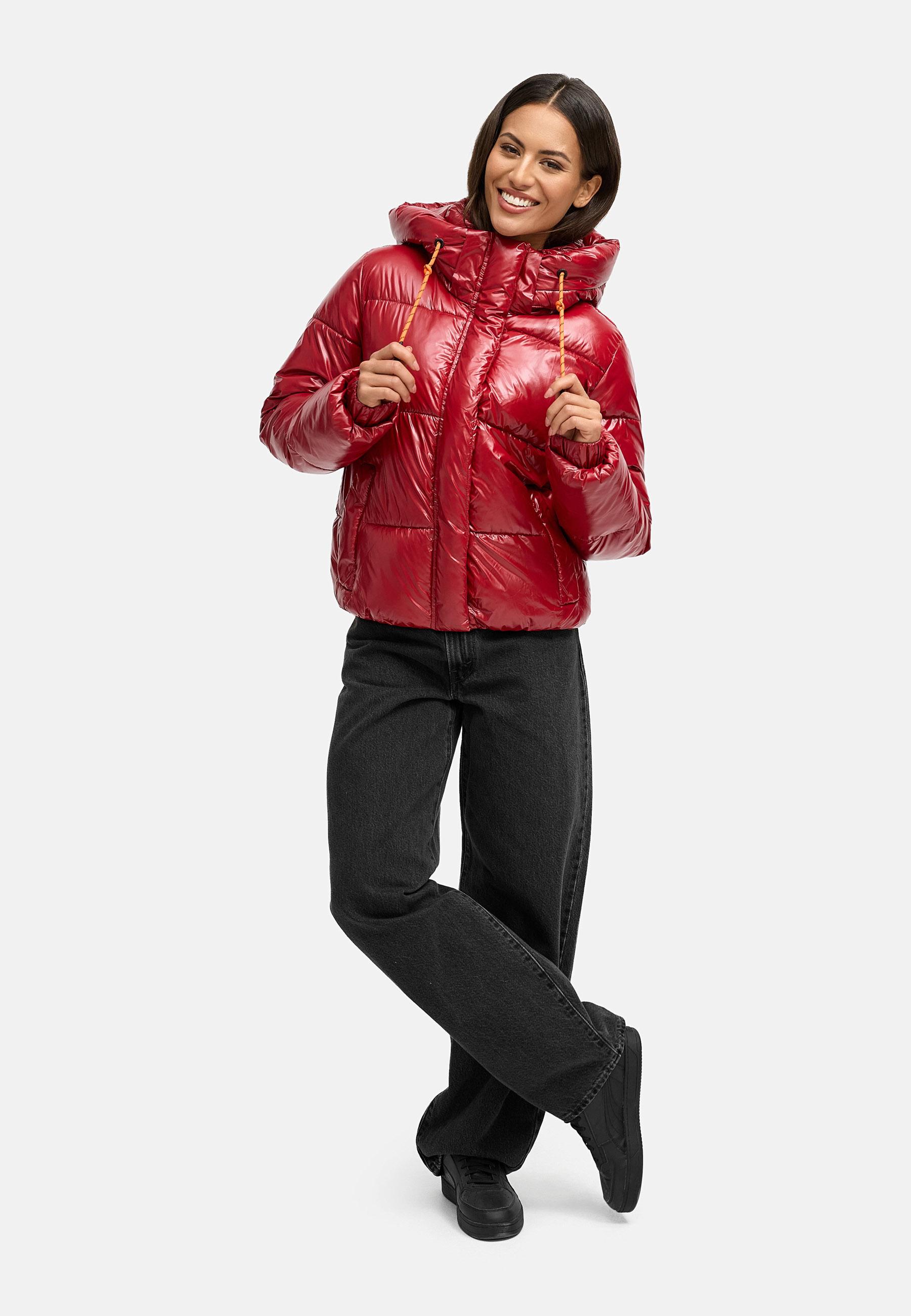 Winter Steppjacke mit abnehmbarer Kapuze "Skyraa 16" Dark Red
