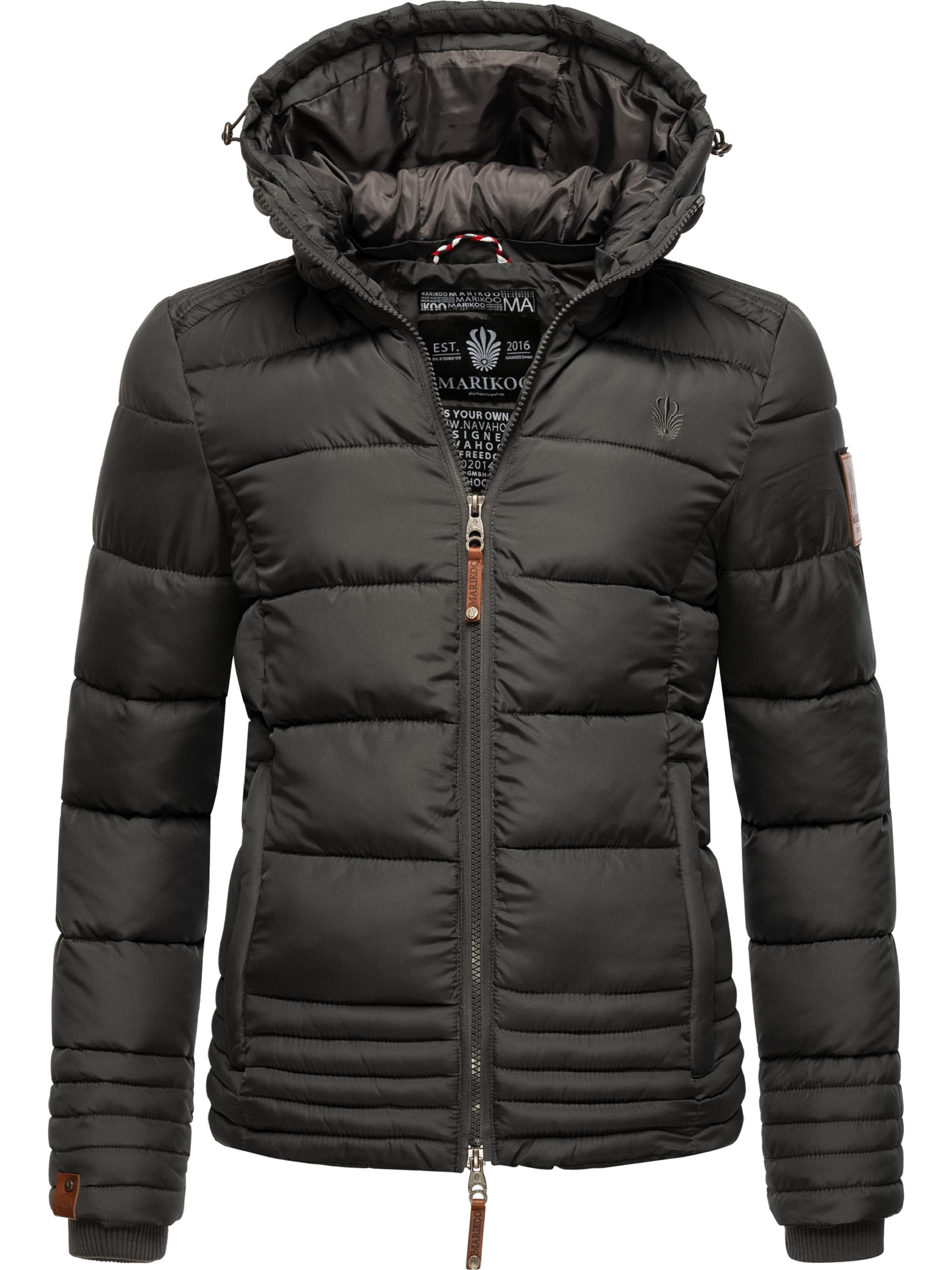 Kurze Winter Steppjacke mit Kapuze "Sole" Anthrazit