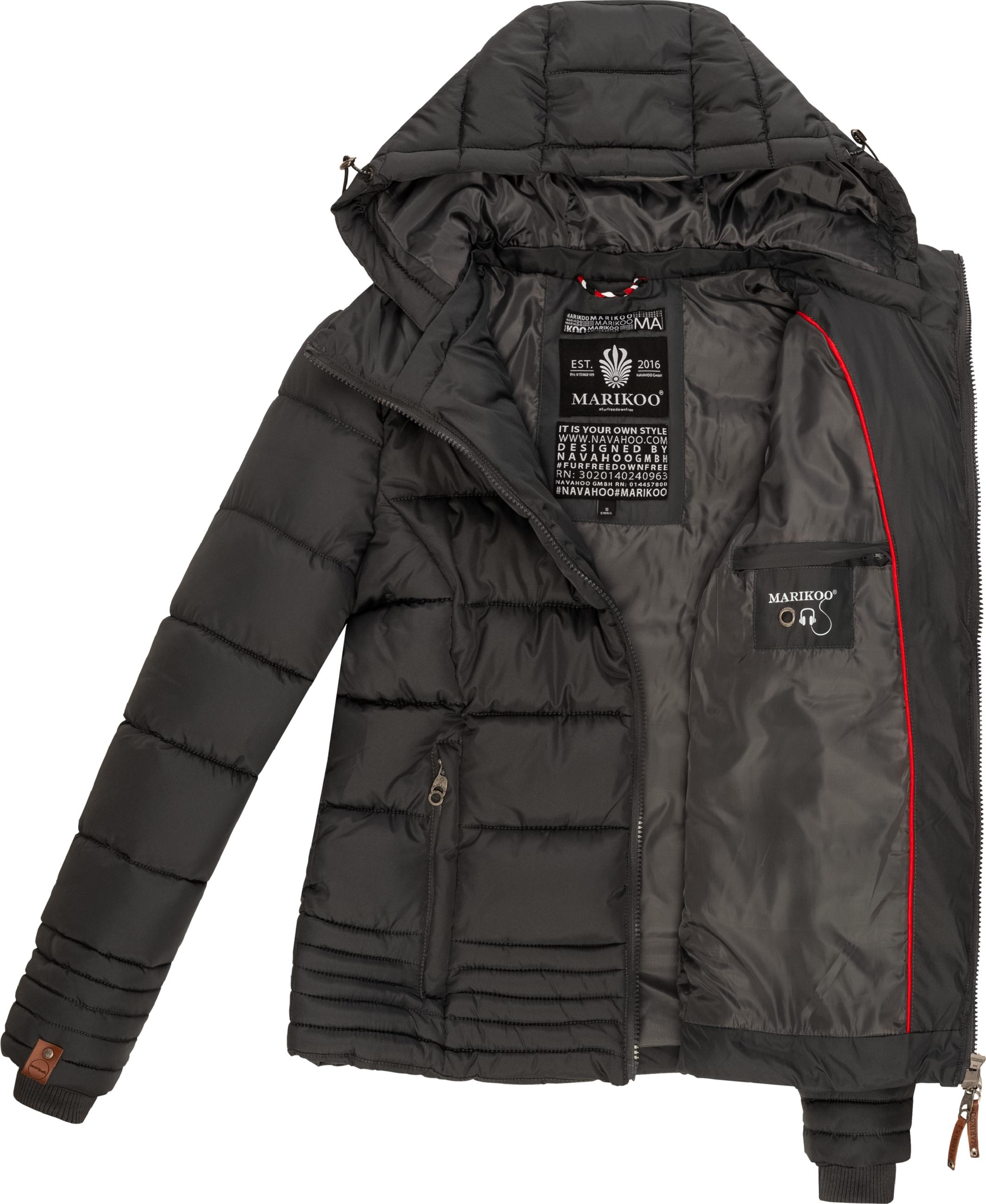 Kurze Winter Steppjacke mit Kapuze "Sole" Anthrazit