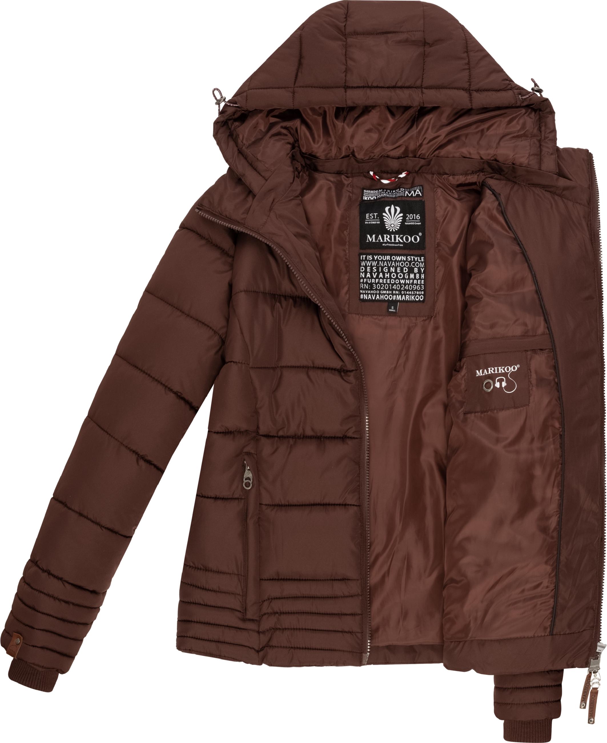 Kurze Winter Steppjacke mit Kapuze "Sole" Chocolate