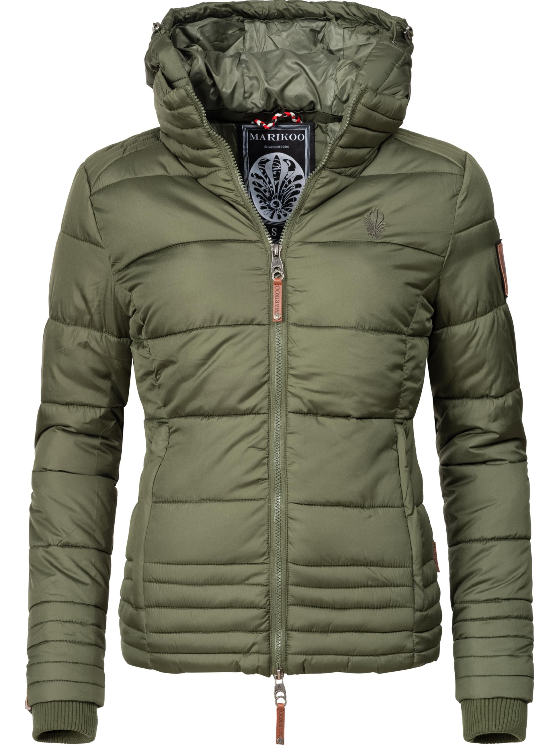 Kurze Winter Steppjacke mit Kapuze "Sole" Forest Green